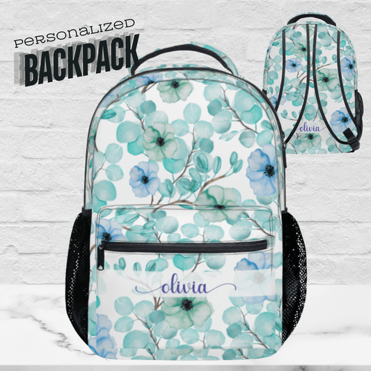 Personalized Backpack for Women Kids Floral School Bag with name Laptop Bag for Girl