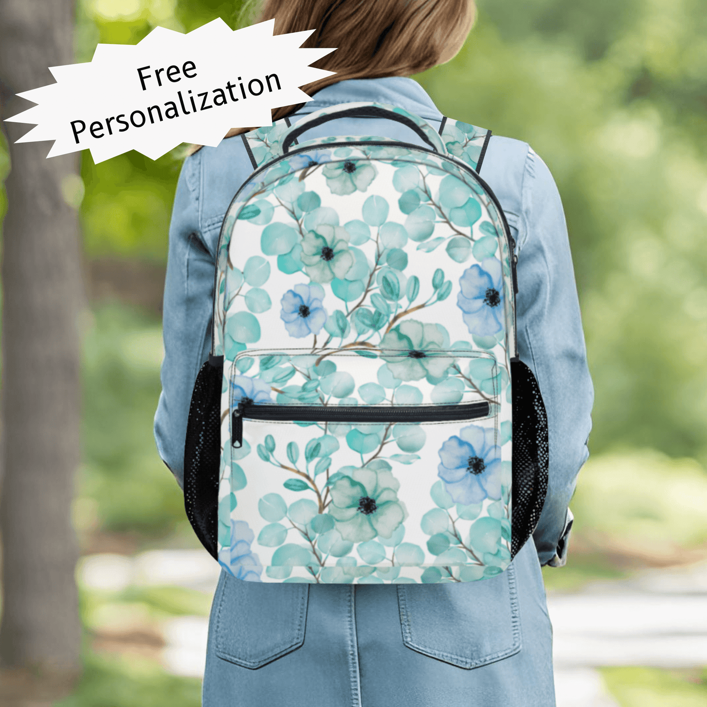 Personalized Backpack for Women Kids Floral School Bag with name Laptop Bag for Girl