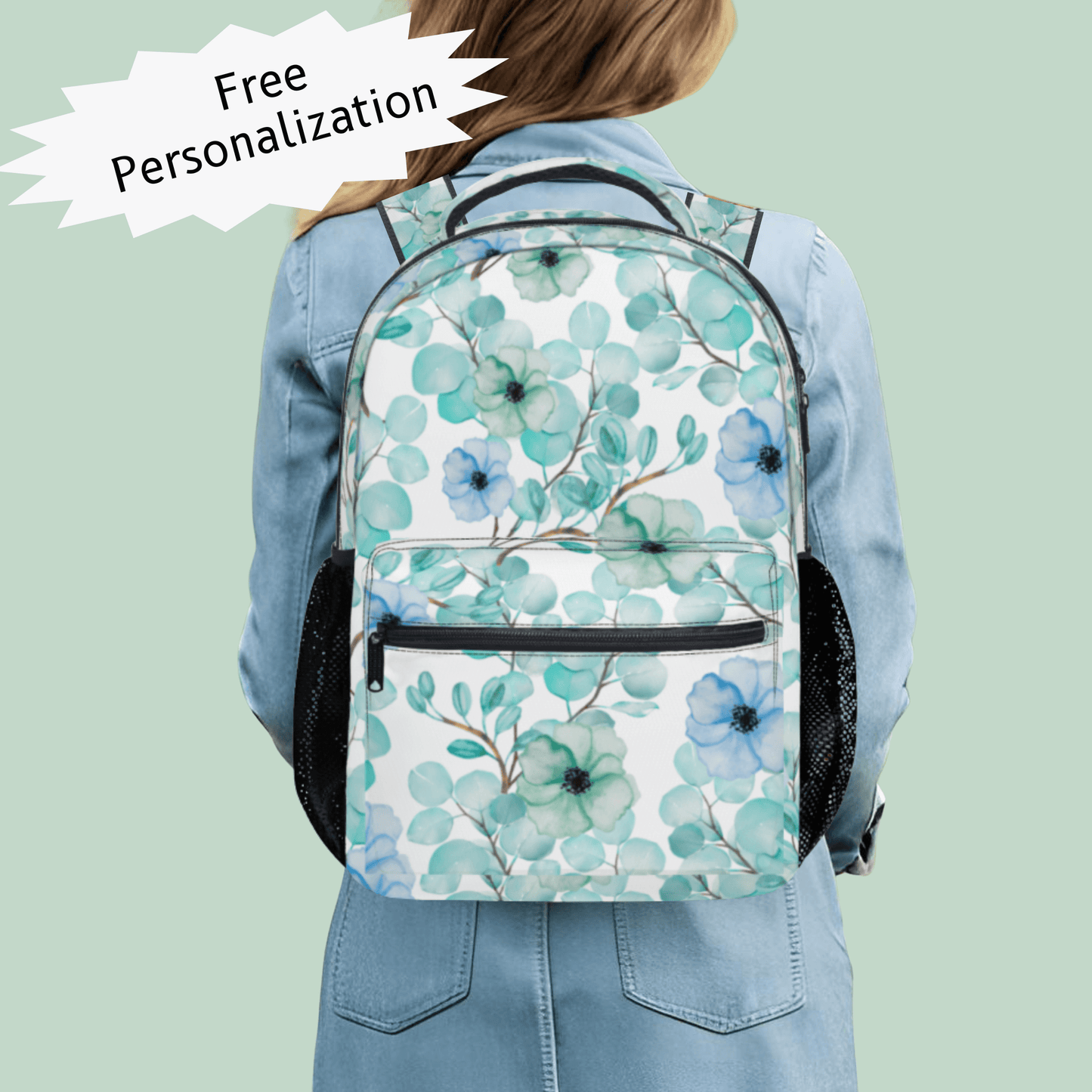 Personalized Backpack for Women Kids Floral School Bag with name Laptop Bag for Girl