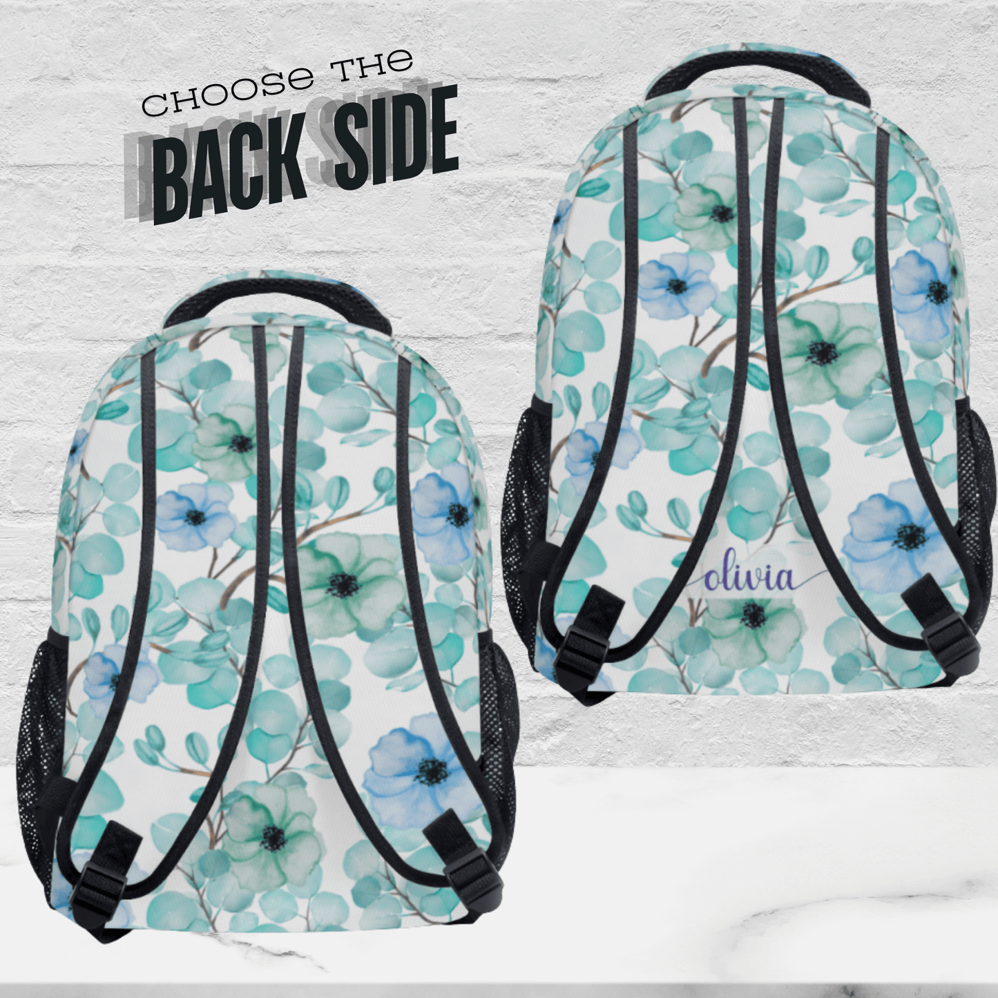 Personalized Backpack for Women Kids Floral School Bag with name Laptop Bag for Girl