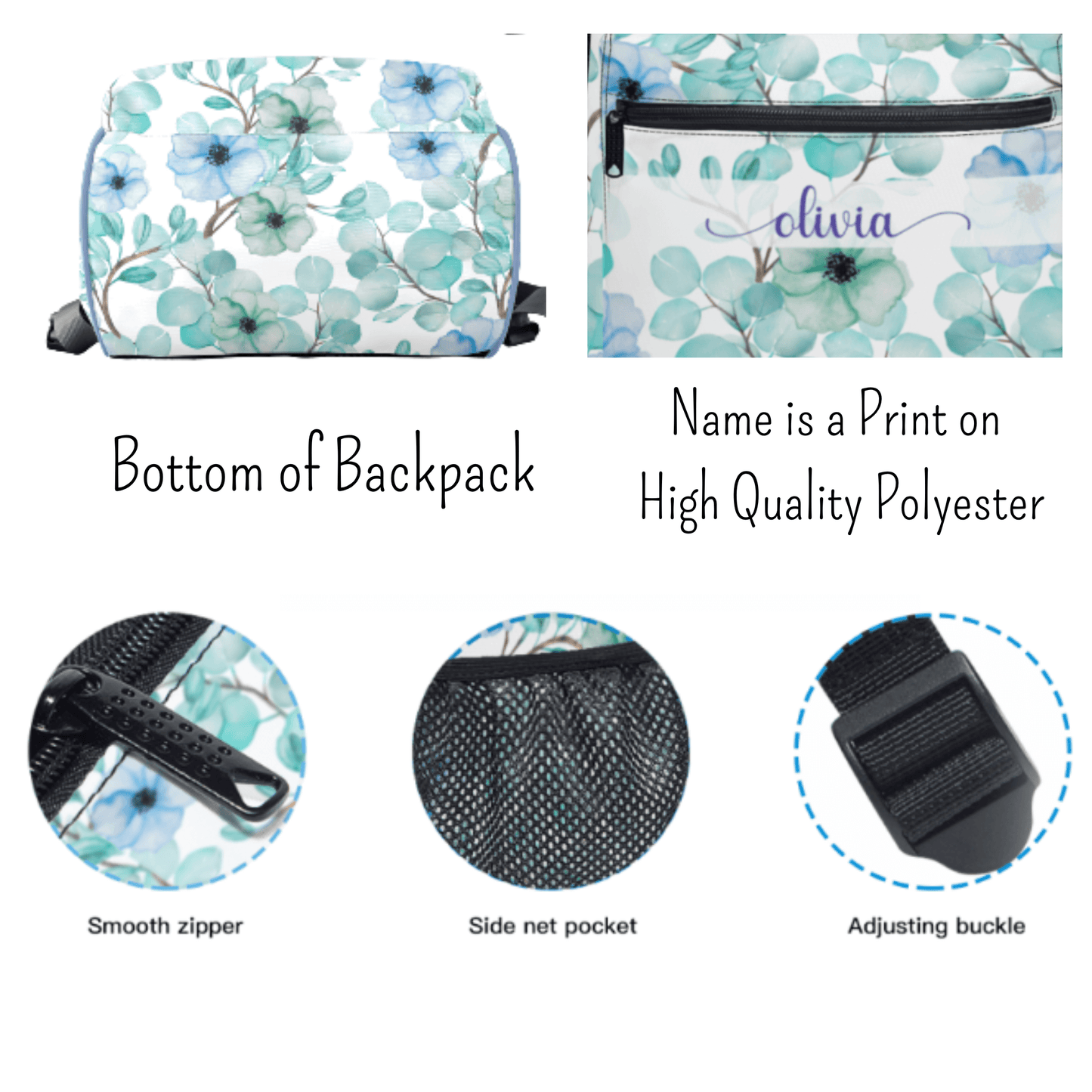 Personalized Backpack for Women Kids Floral School Bag with name Laptop Bag for Girl