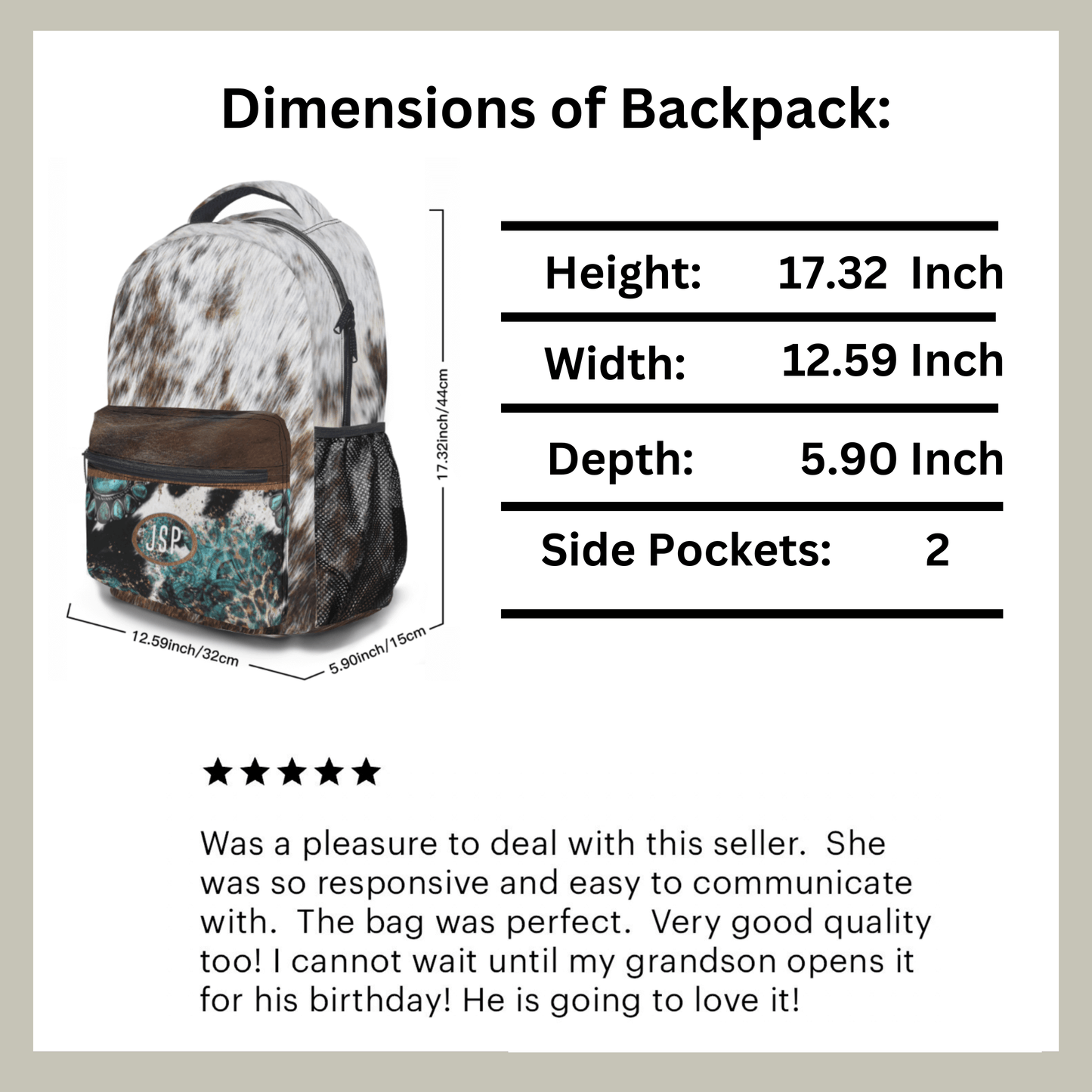 Western Backpack Personalized Cowhide School Bag