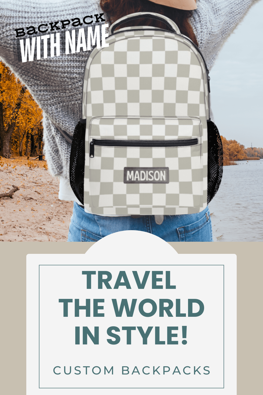 Womens Backpack Checkerboard Custom School Bag for Her
