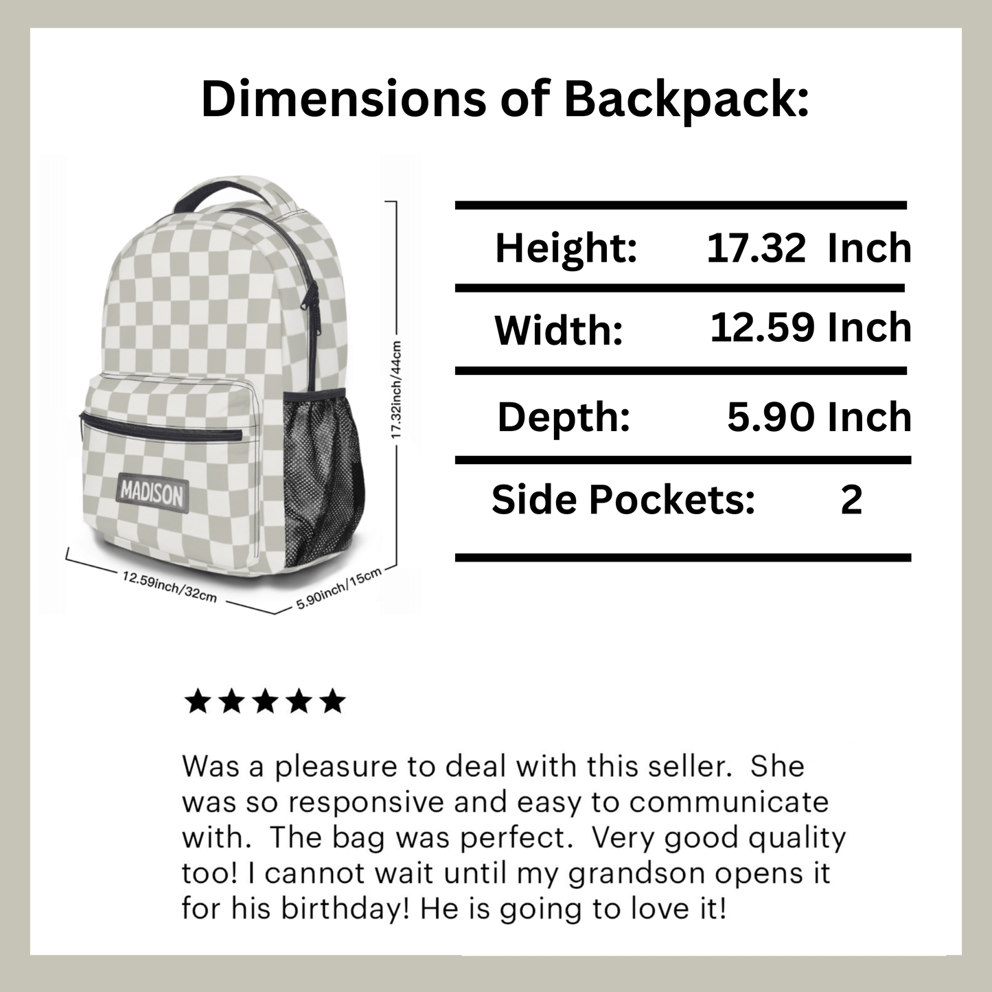 Womens Backpack Checkerboard Custom School Bag for Her