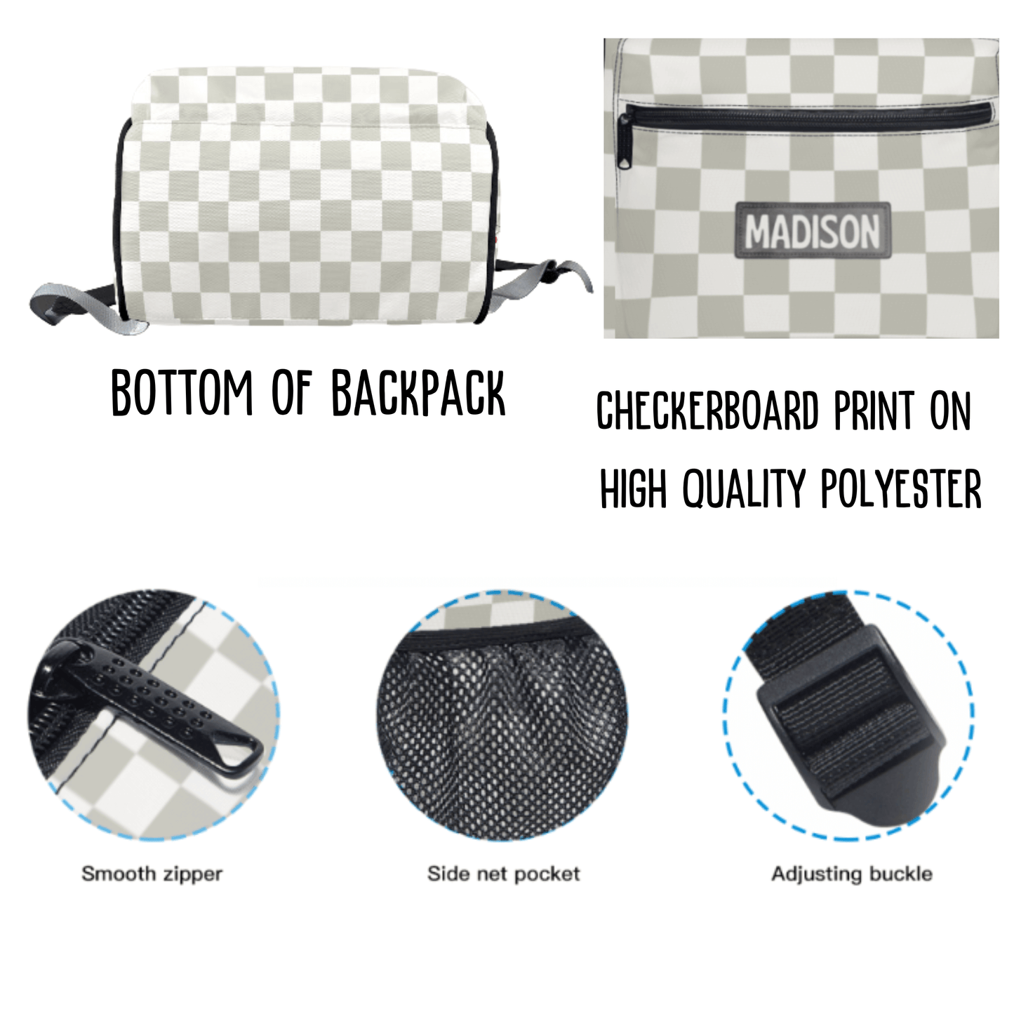 Womens Backpack Checkerboard Custom School Bag for Her