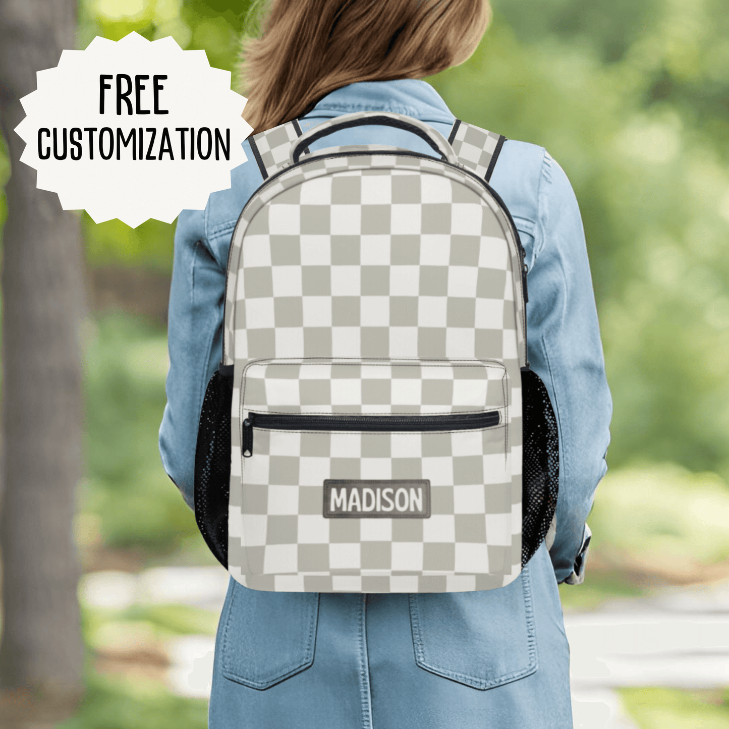 Womens Backpack Checkerboard Custom School Bag for Her