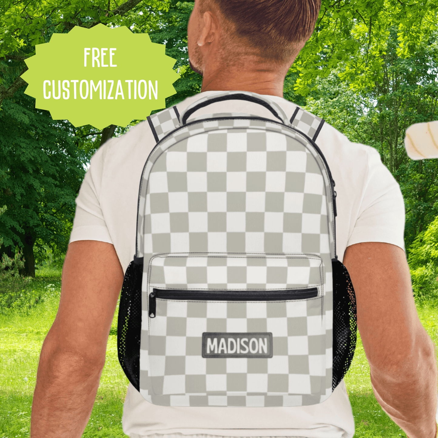Womens Backpack Checkerboard Custom School Bag for Her