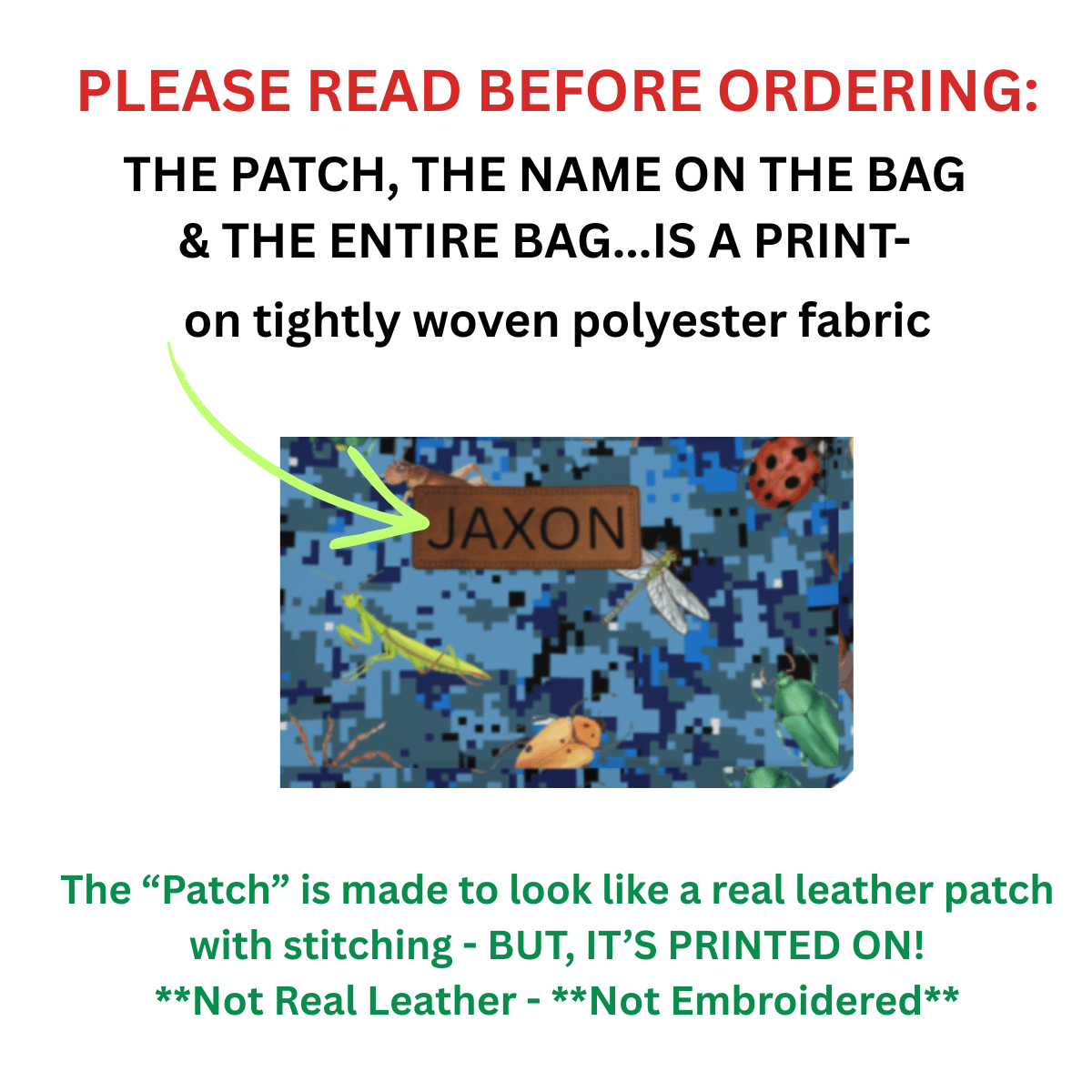 Bug Backpack for Boy, Personalized Blue Camo School Bag Kids