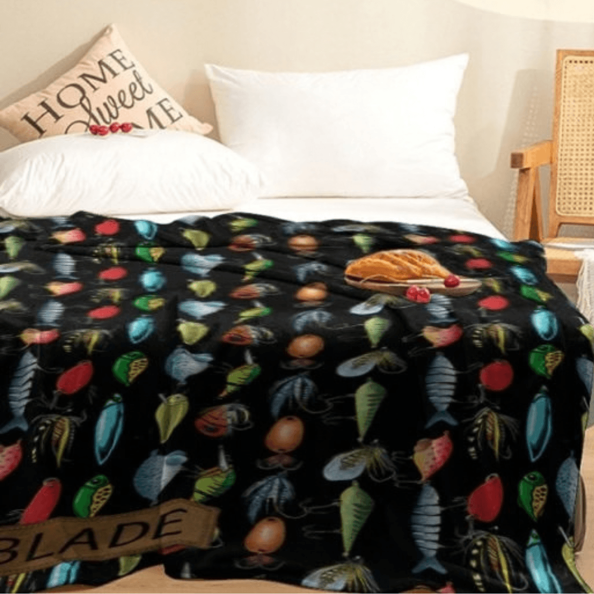 Personalized Fishing Blanket – Custom Name Bass Lure Design Ultra-soft Fleece
