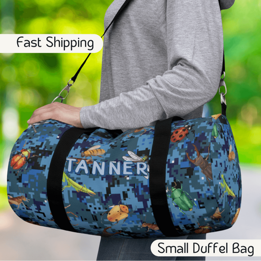 Boys Camo Overnight Bag with Bugs
