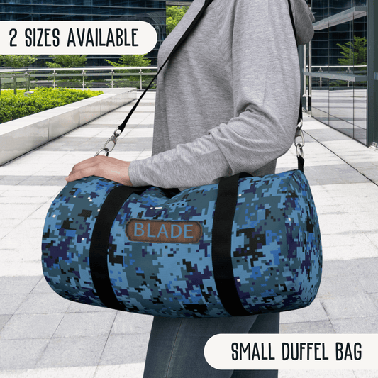 Blue Camo Duffel Bag Personalized Gym Bag Men Boys