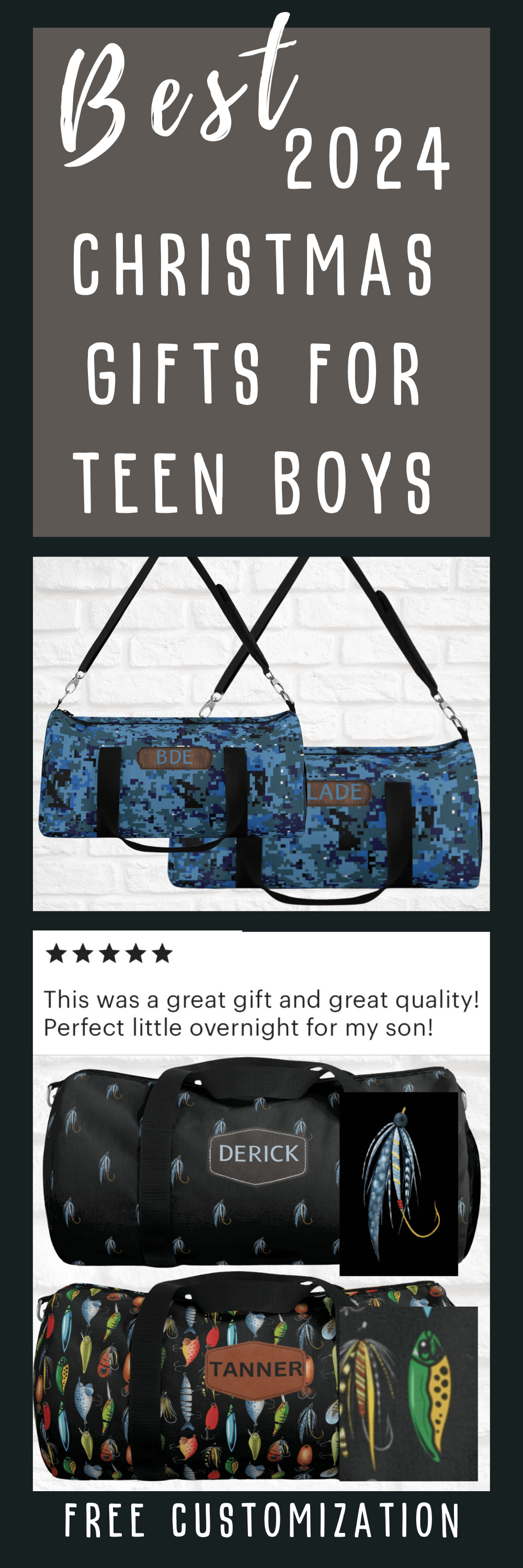 Blue Camo Duffel Bag Personalized Gym Bag Men Boys