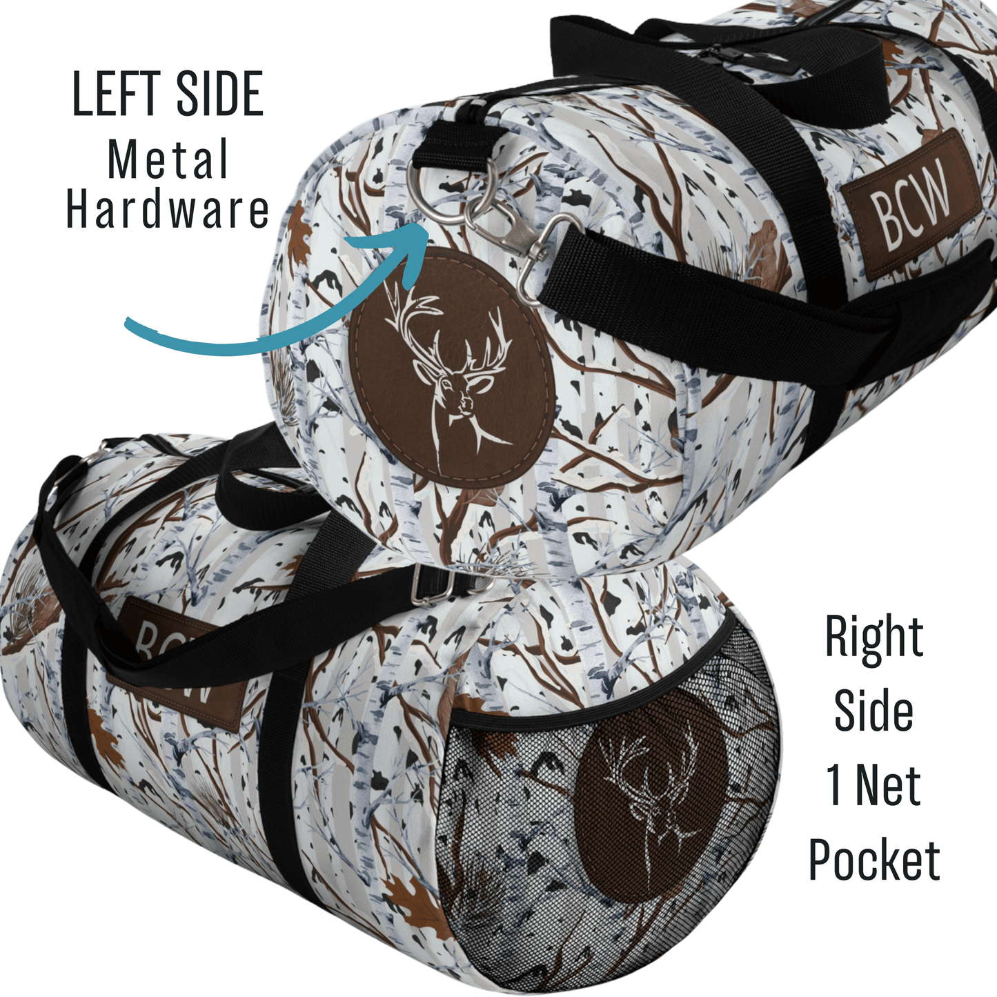 White Camouflage Duffel Bag for Men Kids Weekender Bag Tree Camo