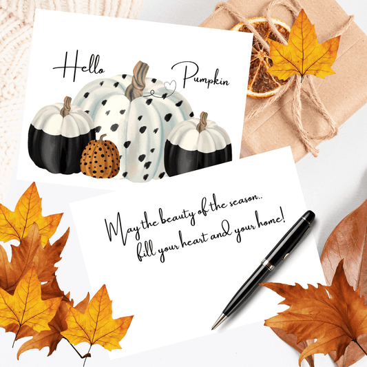Printable Greeting Card Fall Hello Pumpkin