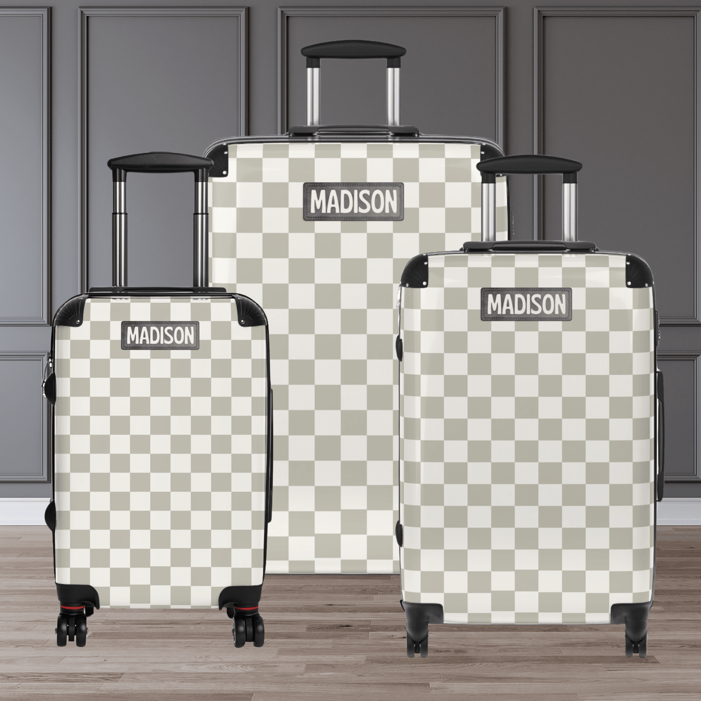Checkerboard Luggage Set for Her Personalized Suitcase