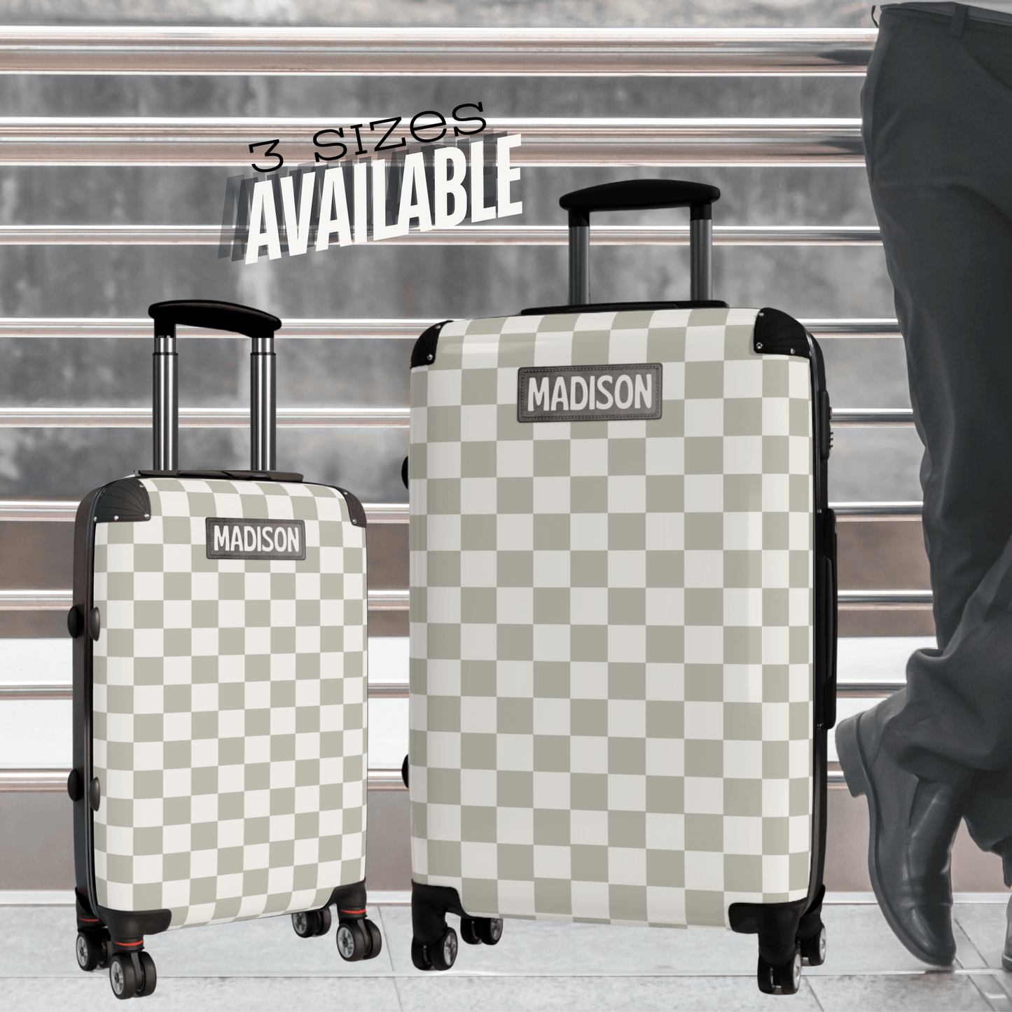 Checkerboard Luggage Set for Her Personalized Suitcase