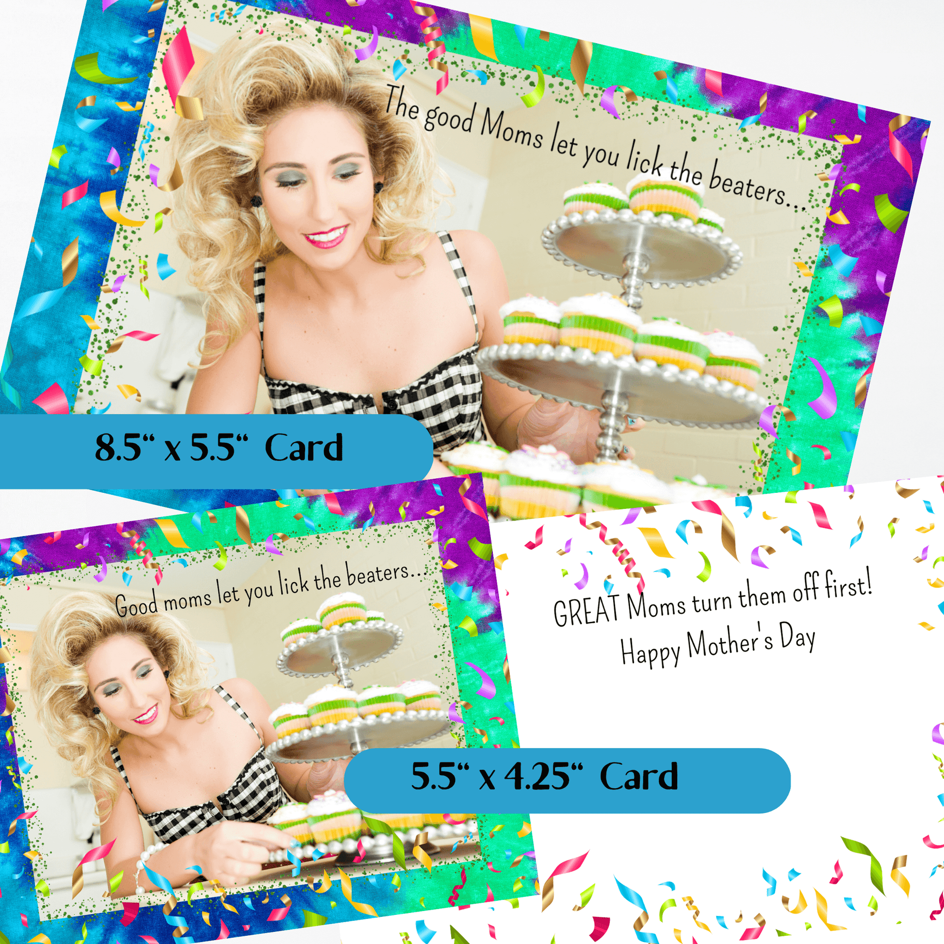The large card and the small card sizes in inches