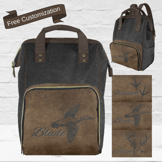 Our black & brown diaper backpack is the perfect masculine diaper bag for new dads, combining practicality with a rugged design.
