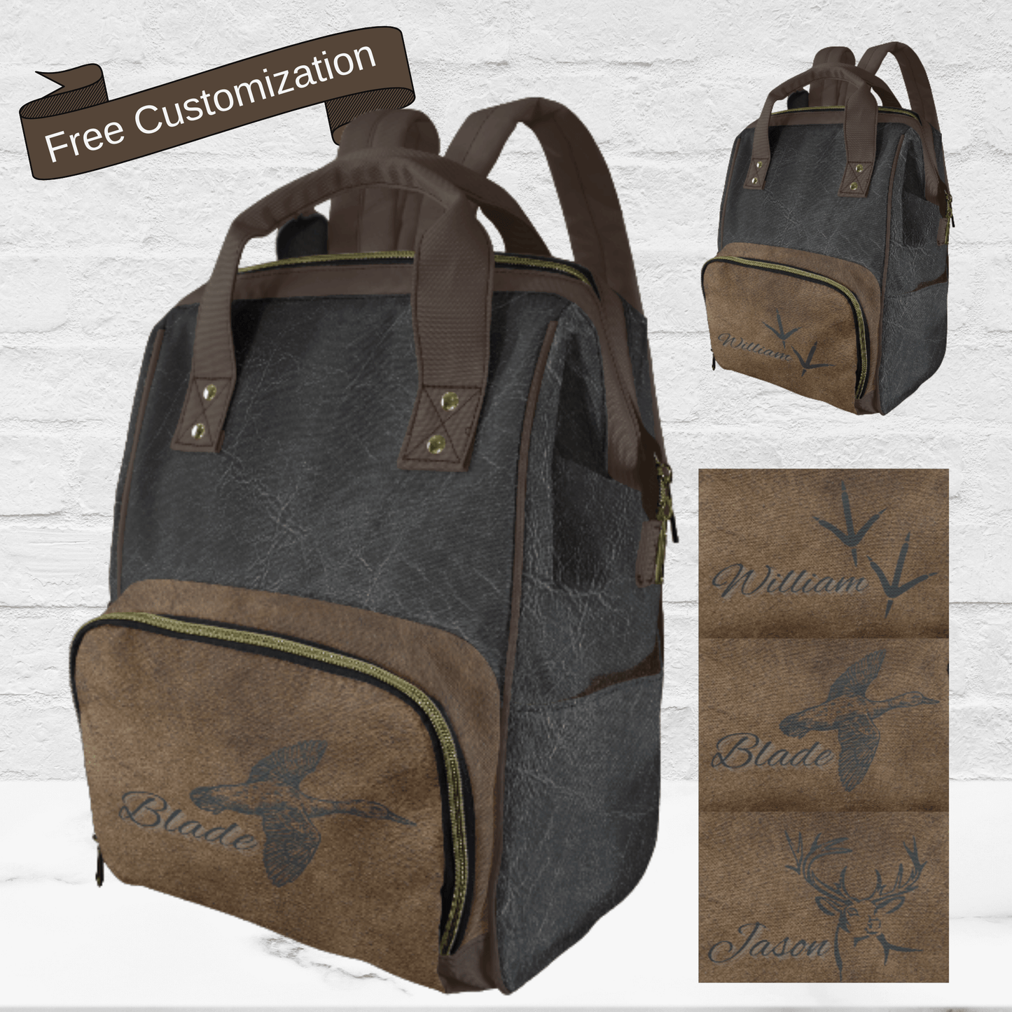 Black Brown Diaper Bag Masculine Baby Backpack