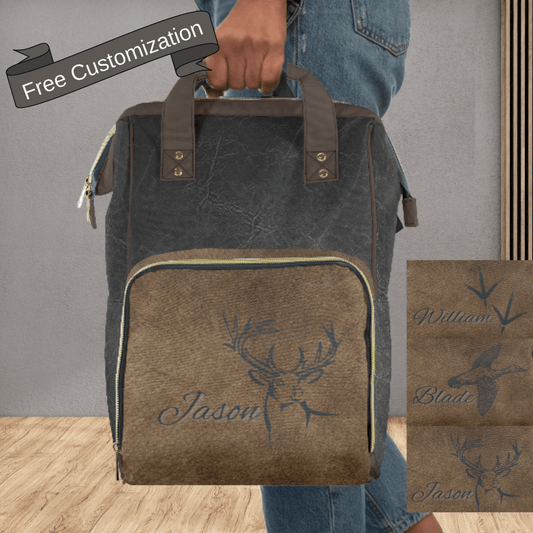 Our black & brown diaper backpack is the perfect masculine diaper bag for new dads, combining practicality with a rugged design.