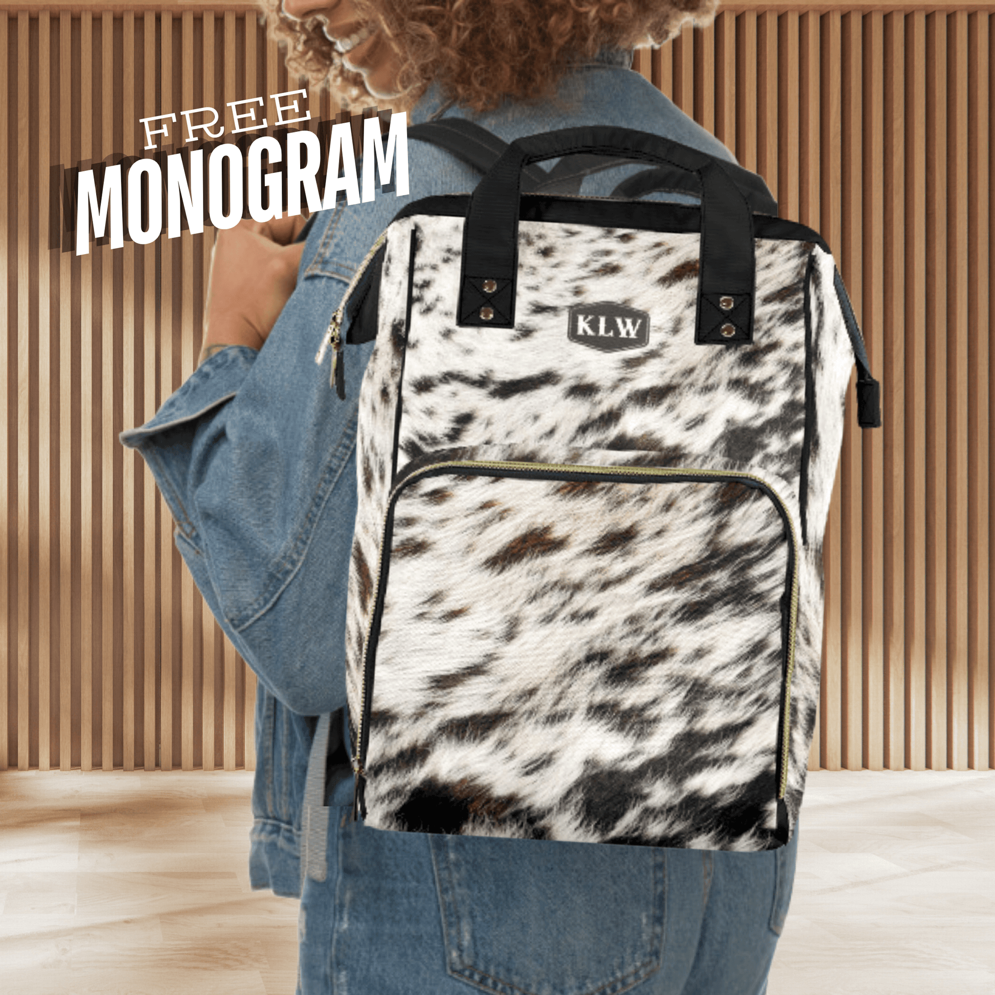 Western Style Baby Bag Backpack, Cow Print Diaper Bag Backpack