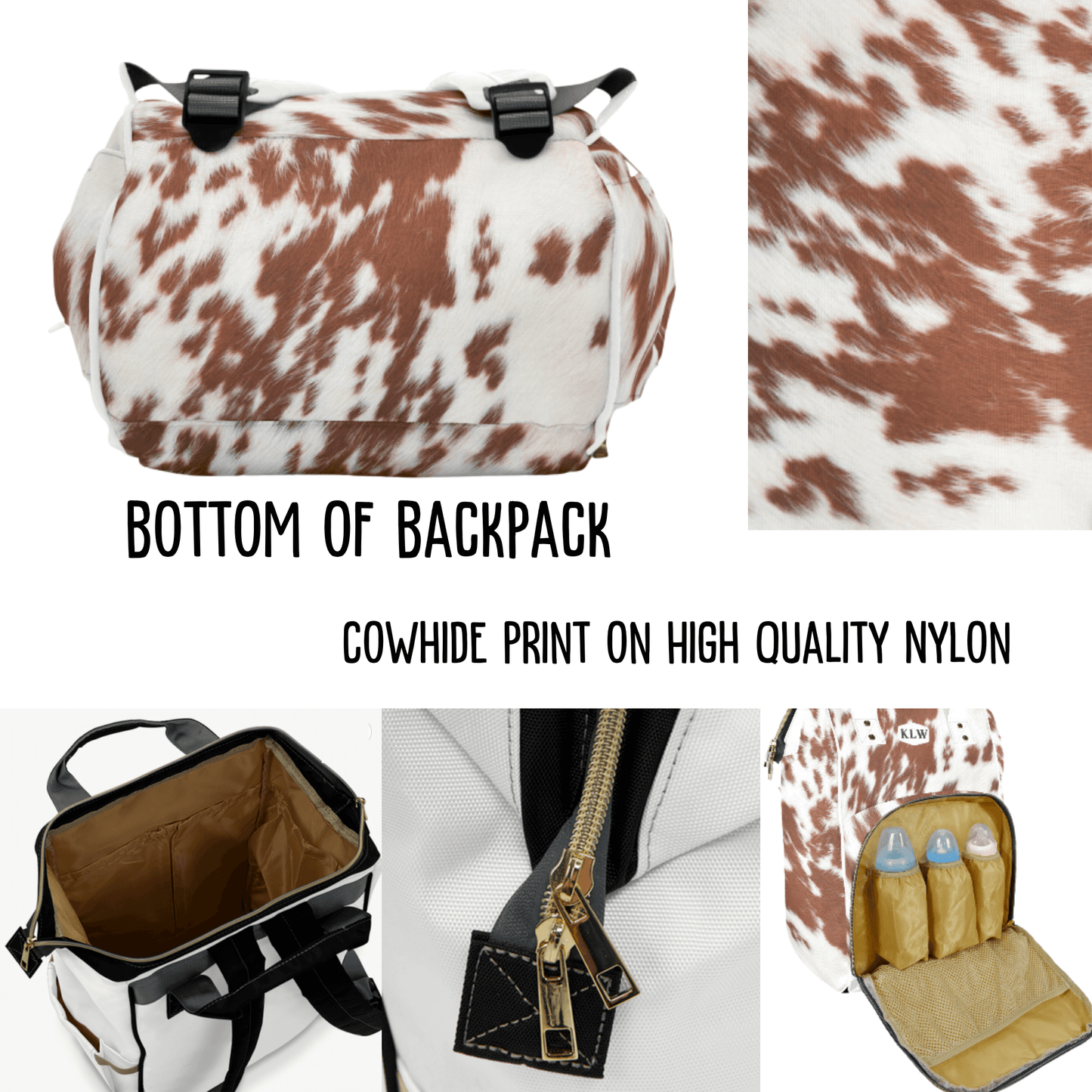Cow Print Diaper Bag Custom Western Backpack for Women
