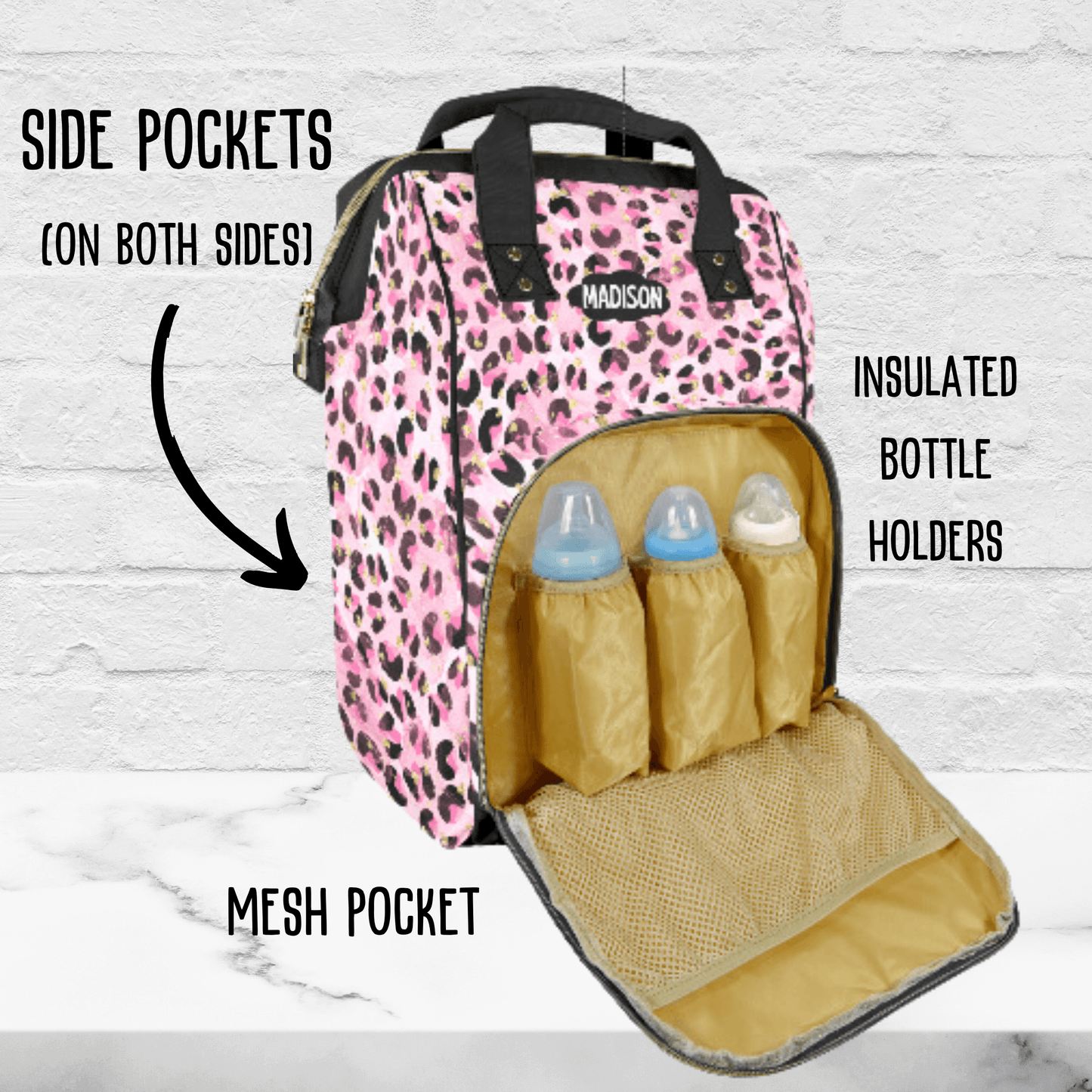 Pink Leopard Print Diaper Bag Backpack Cute Baby Gift