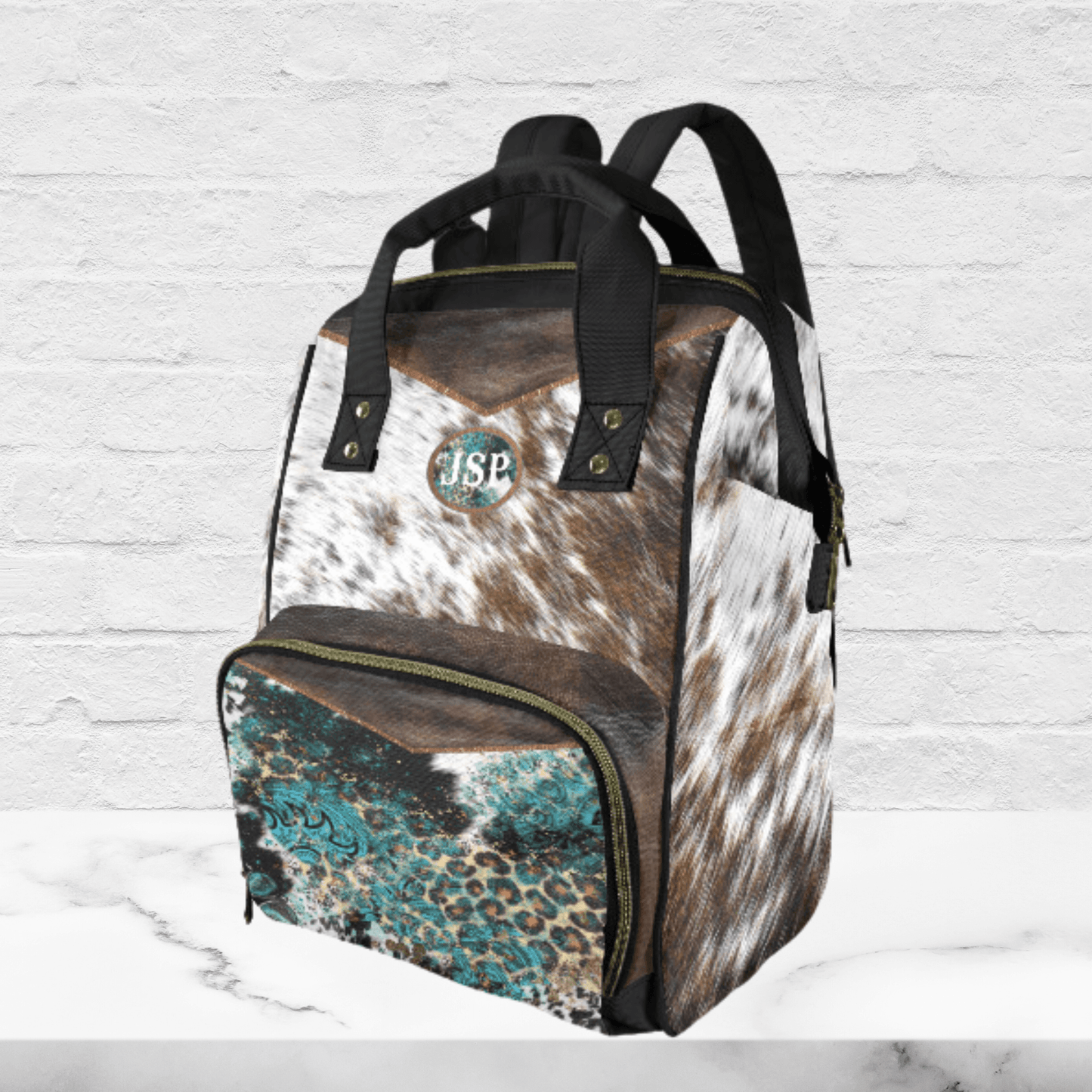 Personalized Diaper Backpack Cow Print Backpack Southwestern Bag