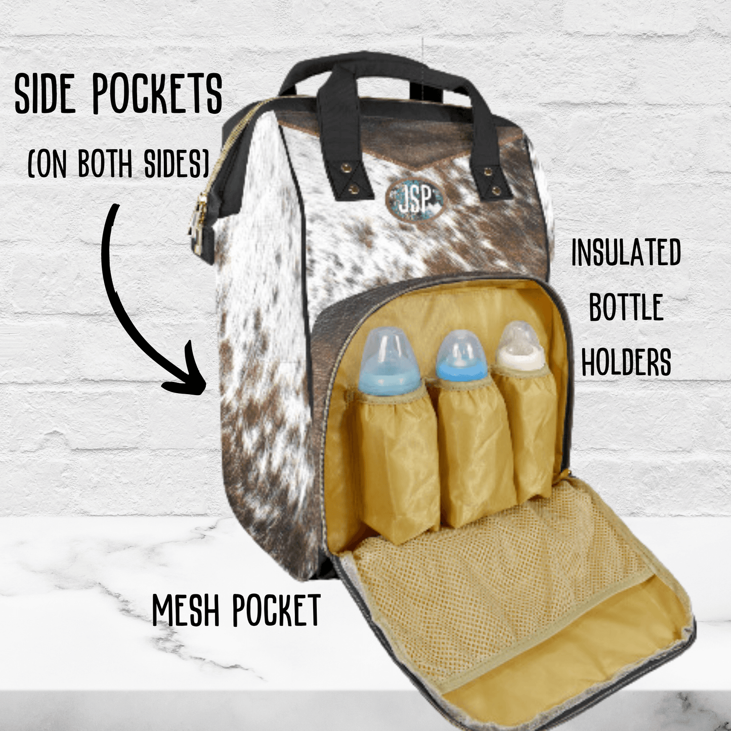 Personalized Diaper Backpack Cow Print Backpack Southwestern Bag