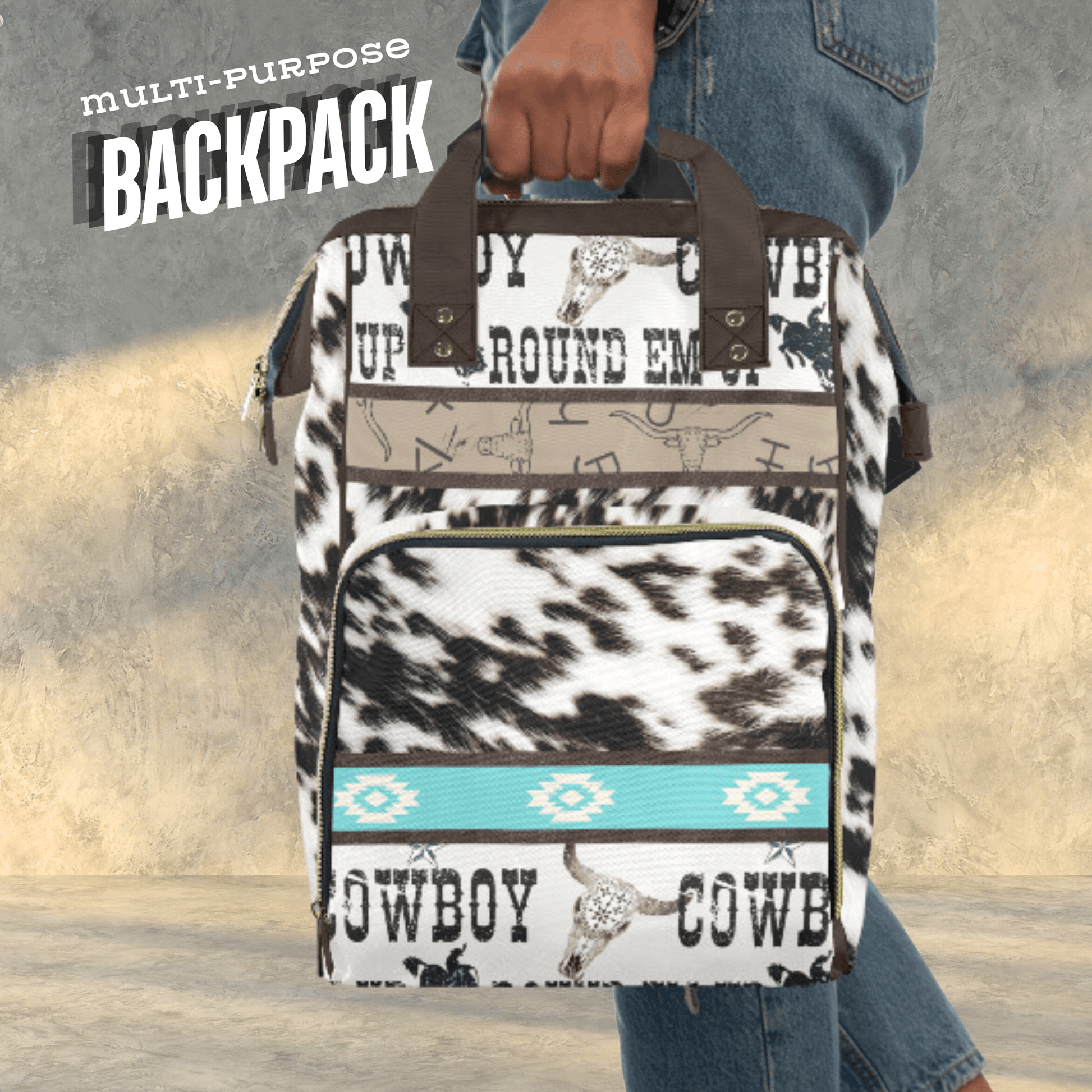 Cowhide Diaper Bag Western Travel Bag for New Mom Baby Shower Gift for Cowgirl Baby