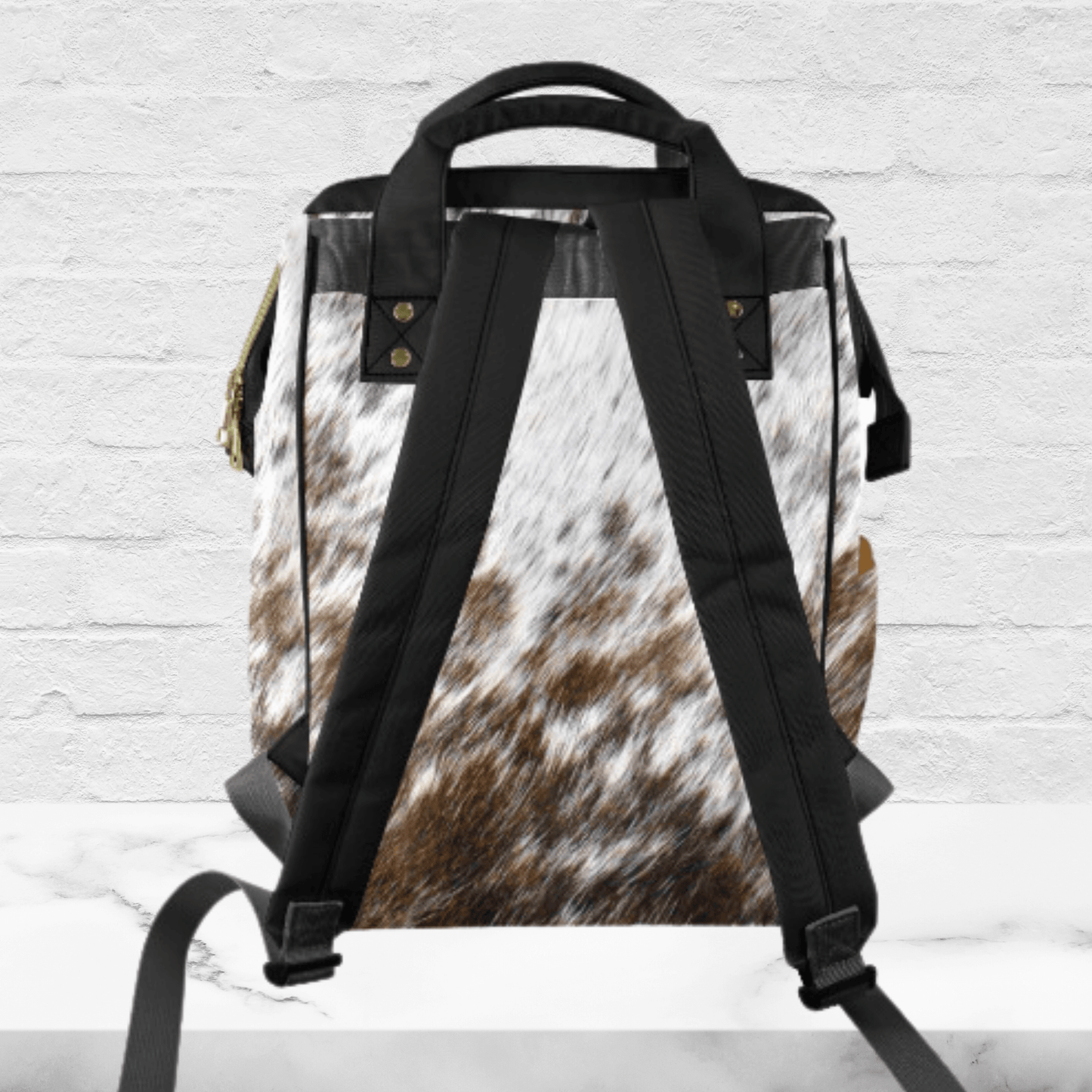 Cowhide Diaper Bag Backpack Monogram Baby Shower Gift