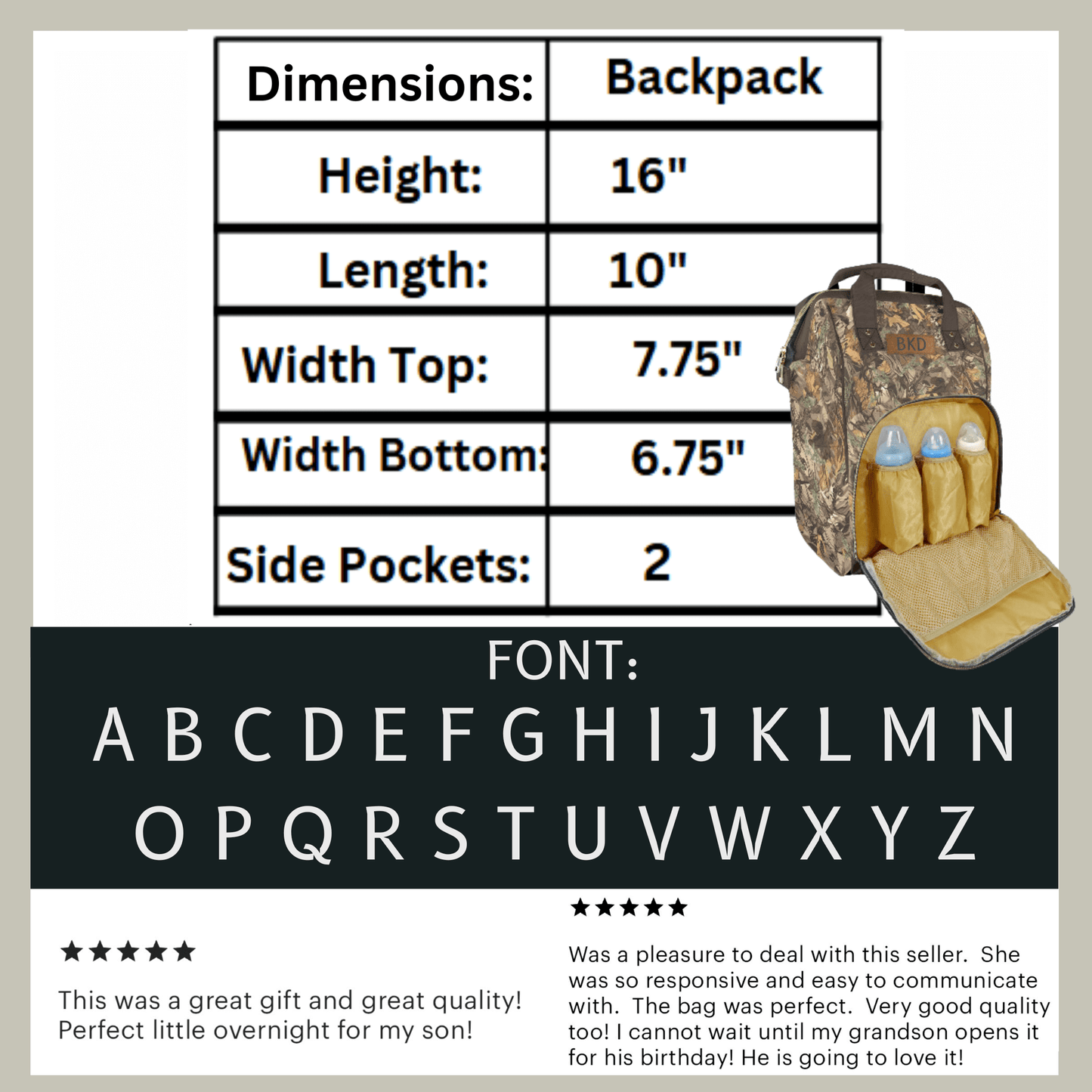 Brown Camouflage Diaper Bag Gift for New Dad Baby Boy Hunter