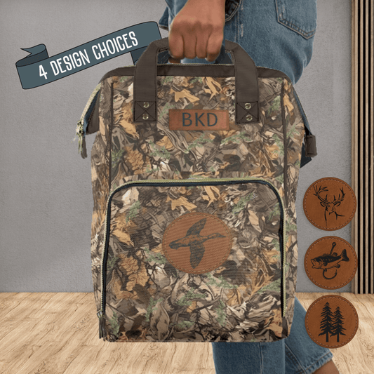 Brown Camouflage Diaper Bag Gift for New Dad Baby Boy Hunter