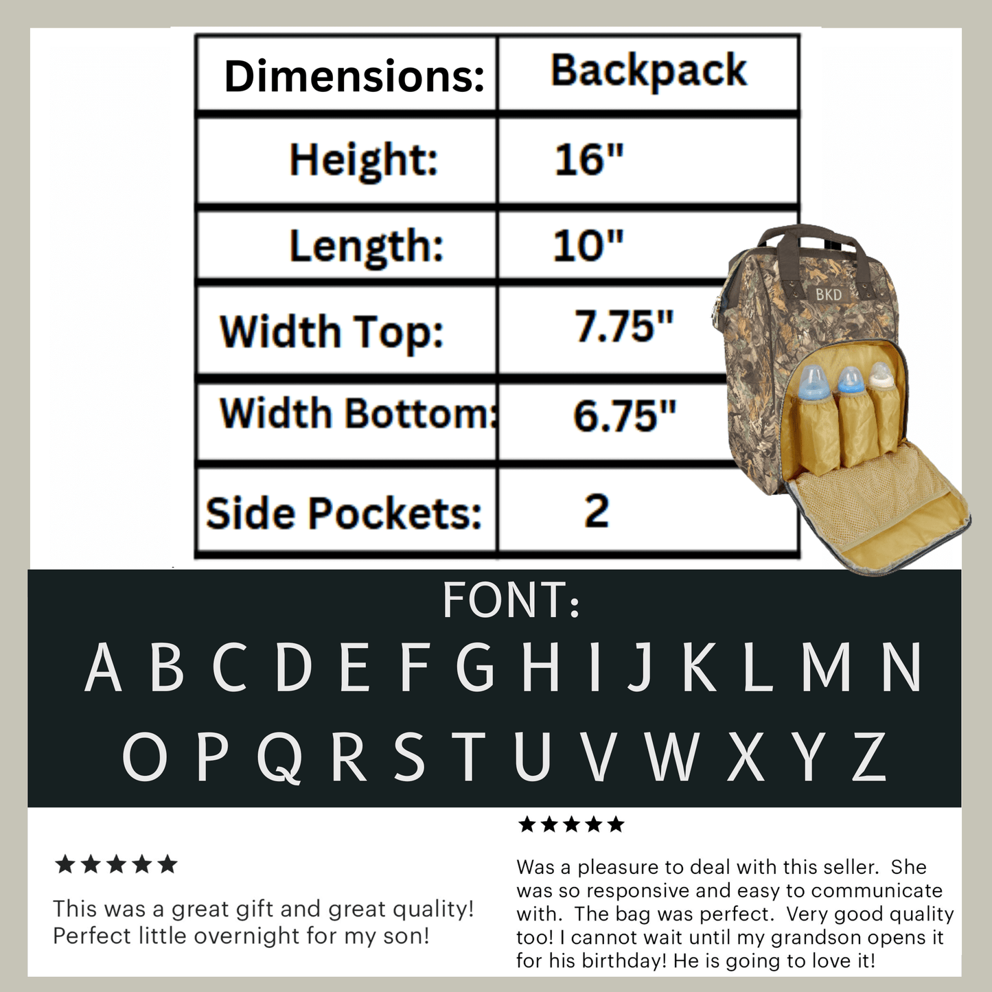 Brown Camo Diaper Bag, Personalized Baby Boy Shower Gift for Duck Turkey Deer Hunter, Mens Camouflage Diaper Organizer