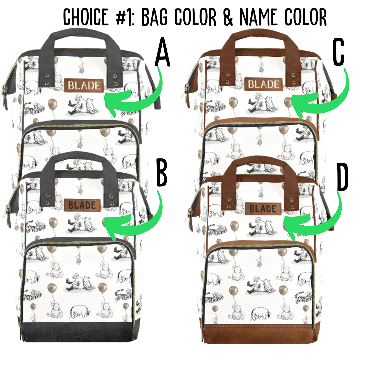 Winnie the Pooh Diaper Bag Backpack, Personalized Pooh Bear Baby Shower Gift