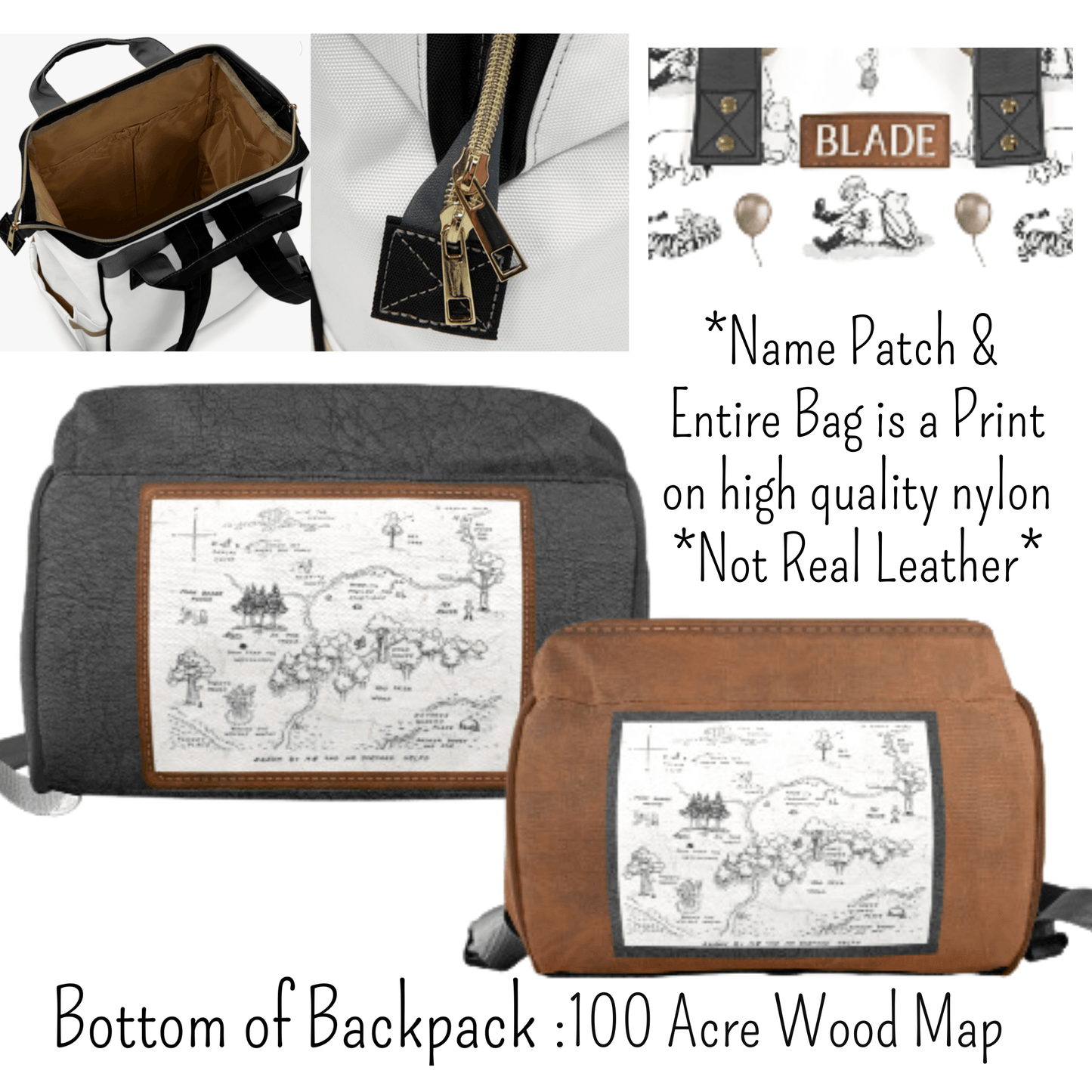 Winnie the Pooh Diaper Bag Backpack, Personalized Pooh Bear Baby Shower Gift