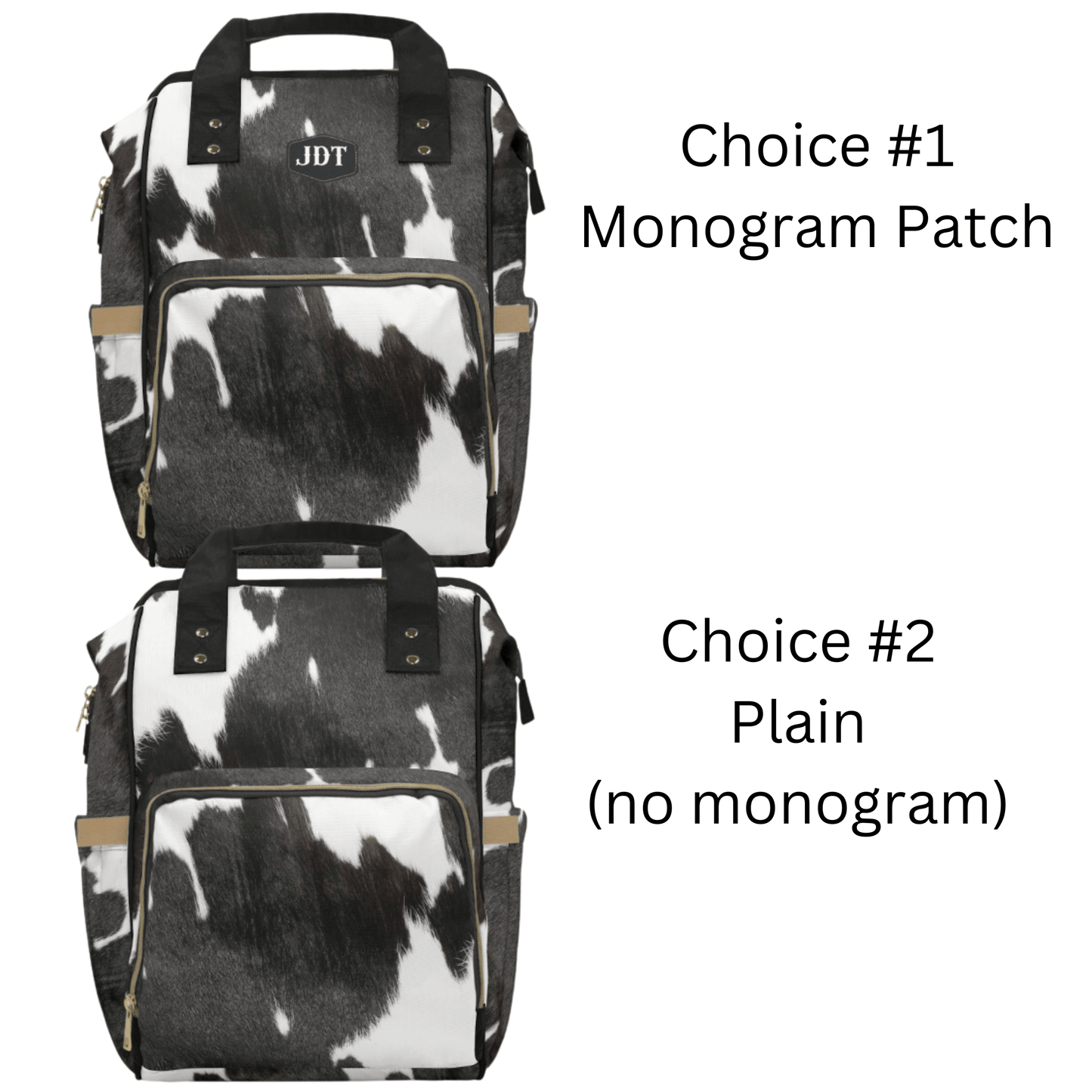 Wholesale: Diaper Bag Backpack, #4, Custom Cowhide Print Diaper Bag Personalized