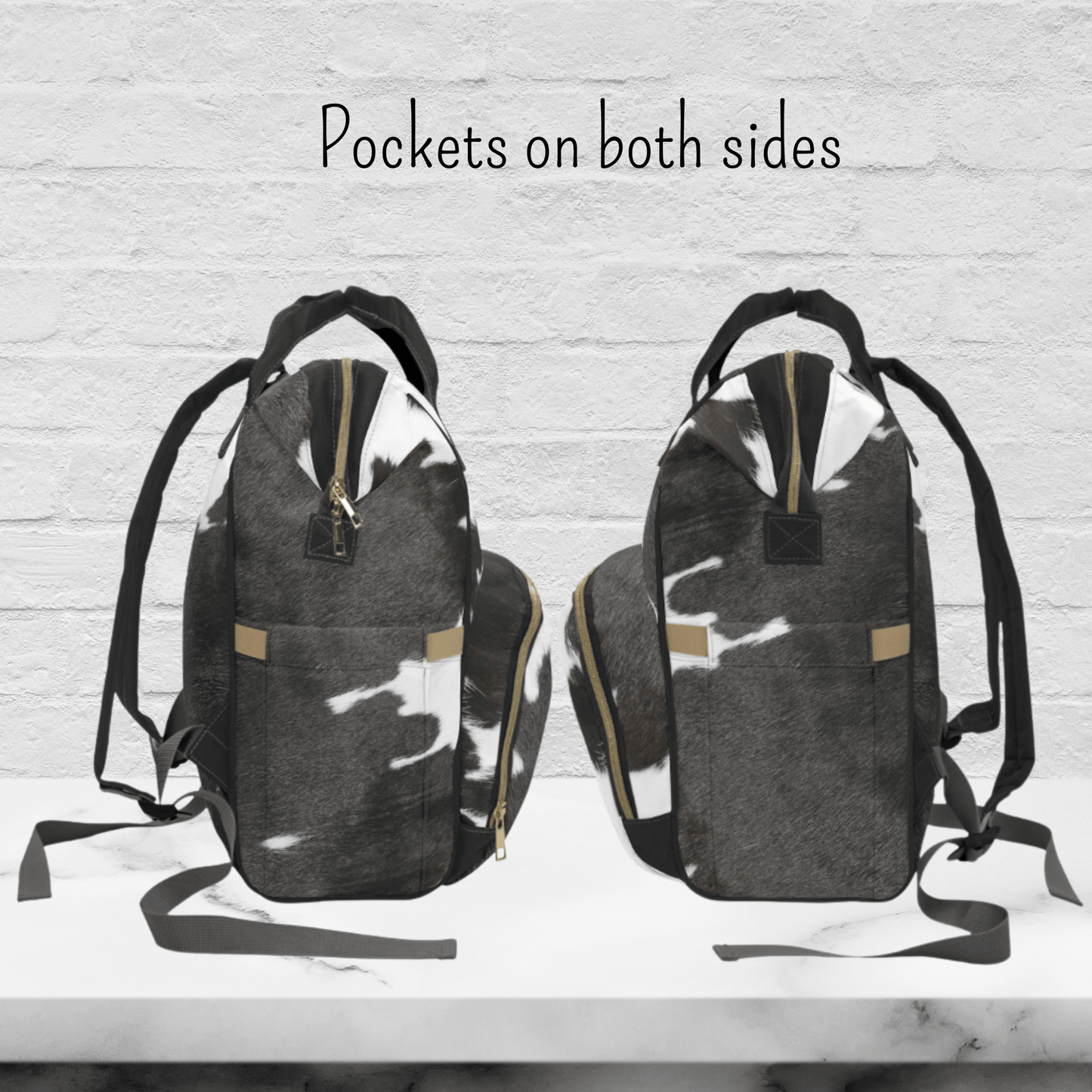 Wholesale: Diaper Bag Backpack, #4, Custom Cowhide Print Diaper Bag Personalized