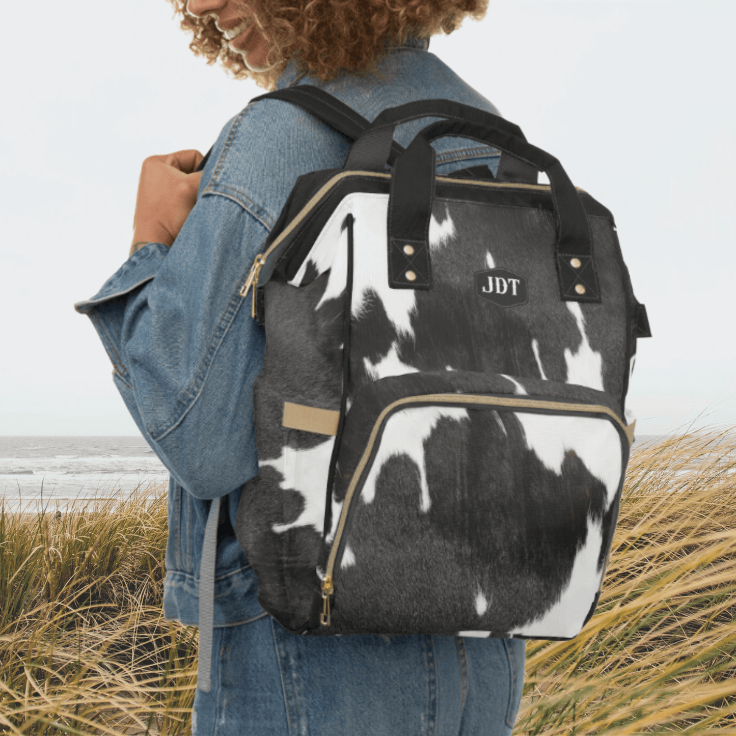 Wholesale: Diaper Bag Backpack, #4, Custom Cowhide Print Diaper Bag Personalized