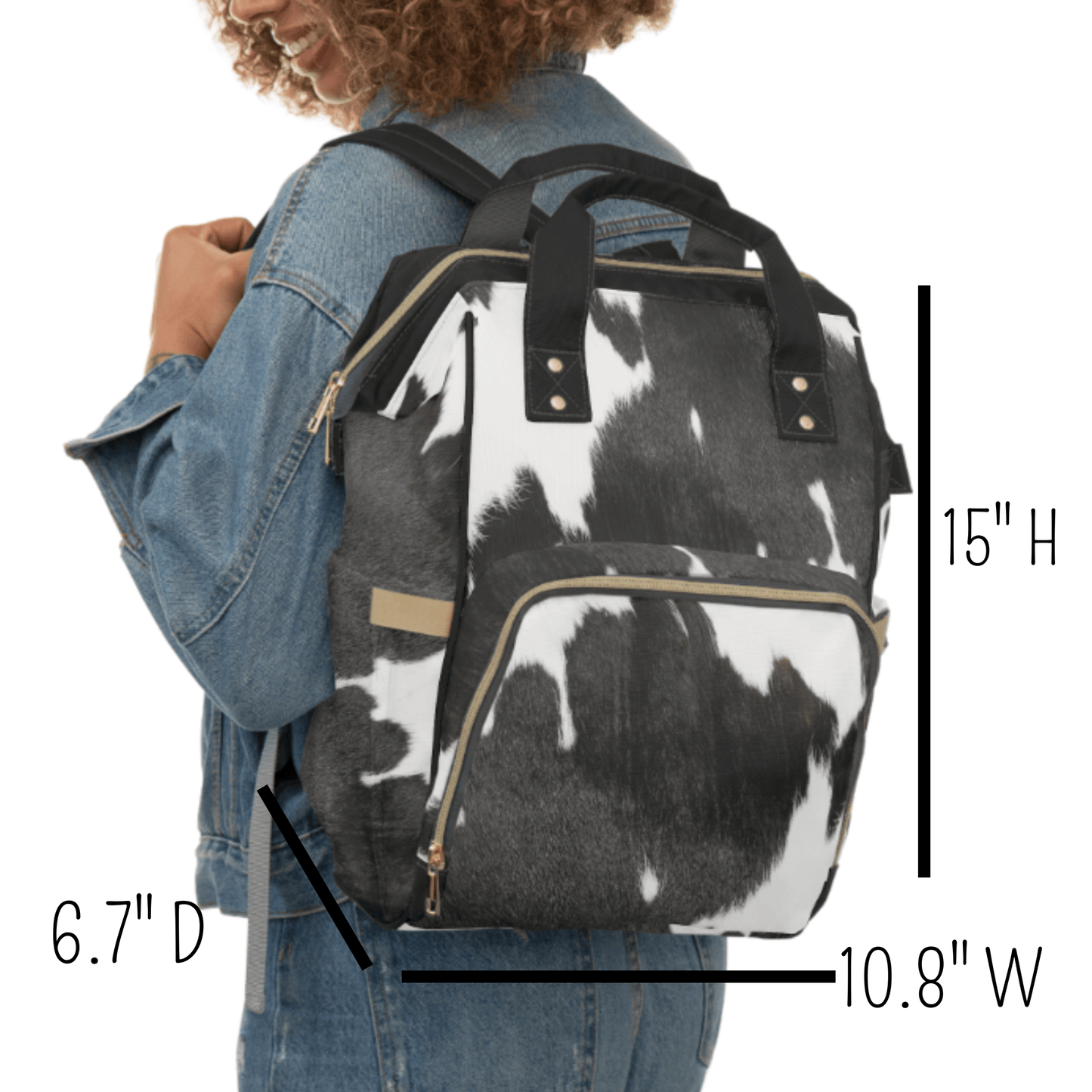 Wholesale: Diaper Bag Backpack, #4, Custom Cowhide Print Diaper Bag Personalized