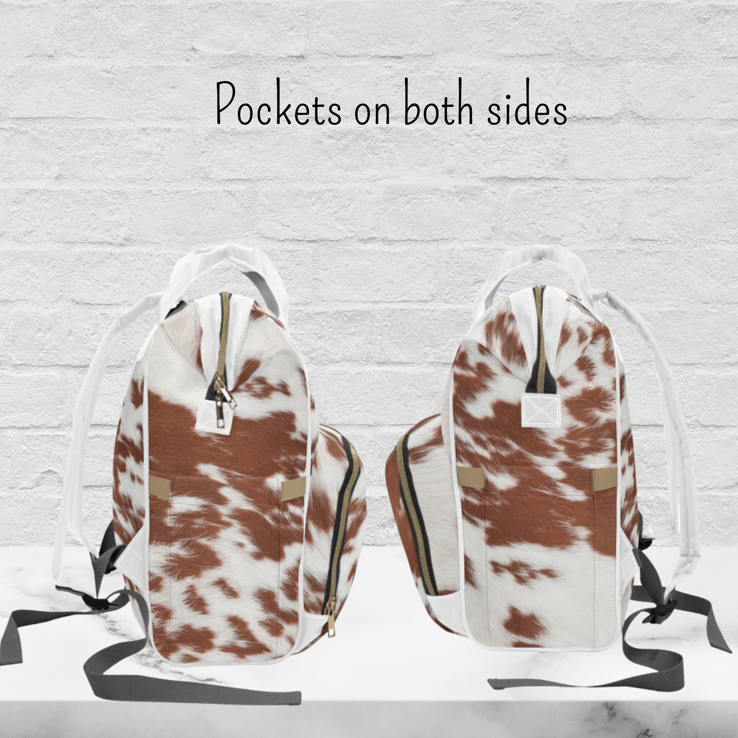 Wholesale: Diaper Bag Backpack, #6, Custom Cowhide Print Diaper Bag Personalized