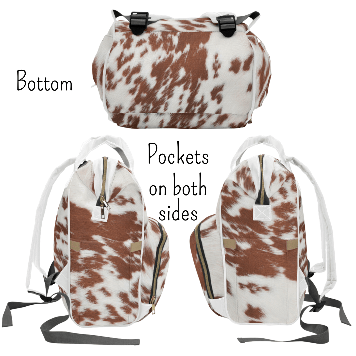 Wholesale: Diaper Bag Backpack, #6, Custom Cowhide Print Diaper Bag Personalized