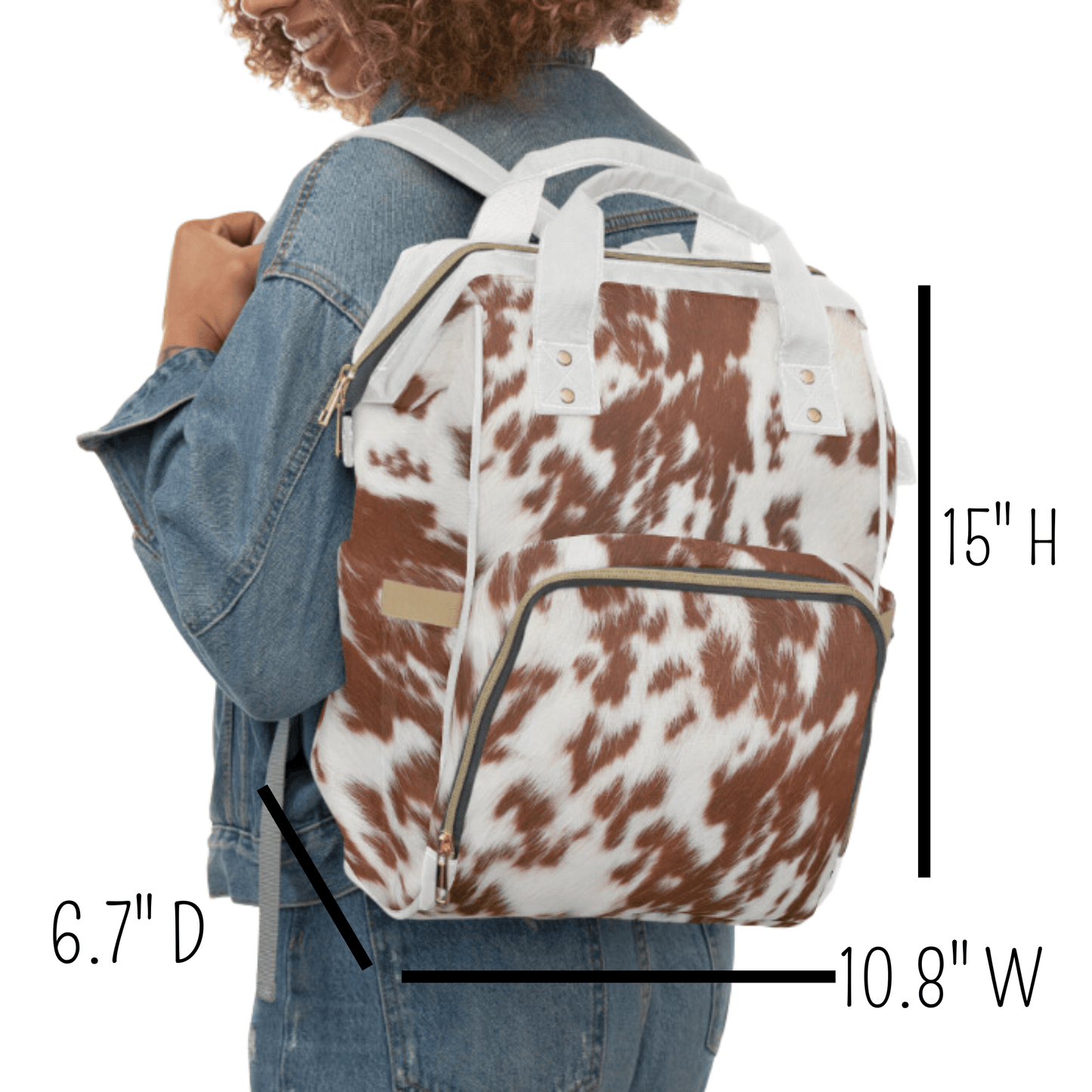 Wholesale: Diaper Bag Backpack, #6, Custom Cowhide Print Diaper Bag Personalized