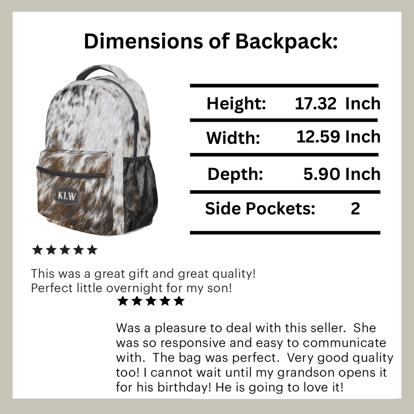 Cowhide Backpack Personalized with Name Backpack for Her