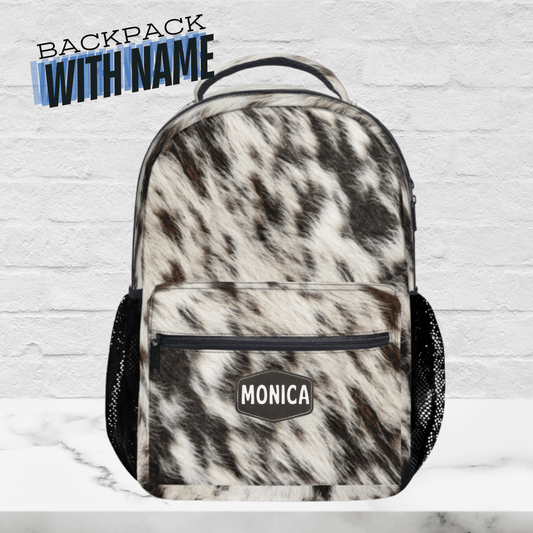 Cowhide Backpack Personalized School Bag Western Backpack