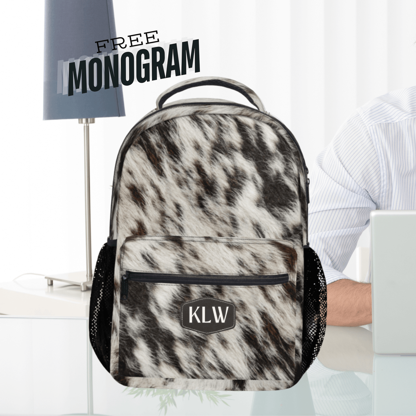 Cowhide Backpack Personalized School Bag Western Backpack