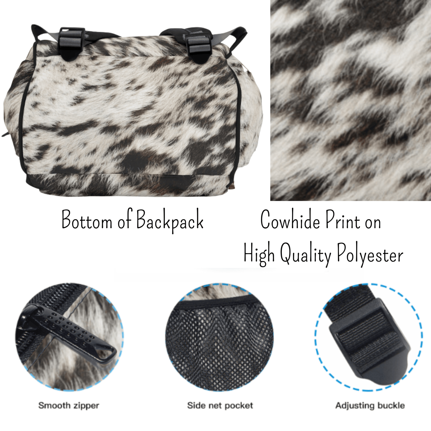 Cowhide Backpack Personalized School Bag Western Backpack