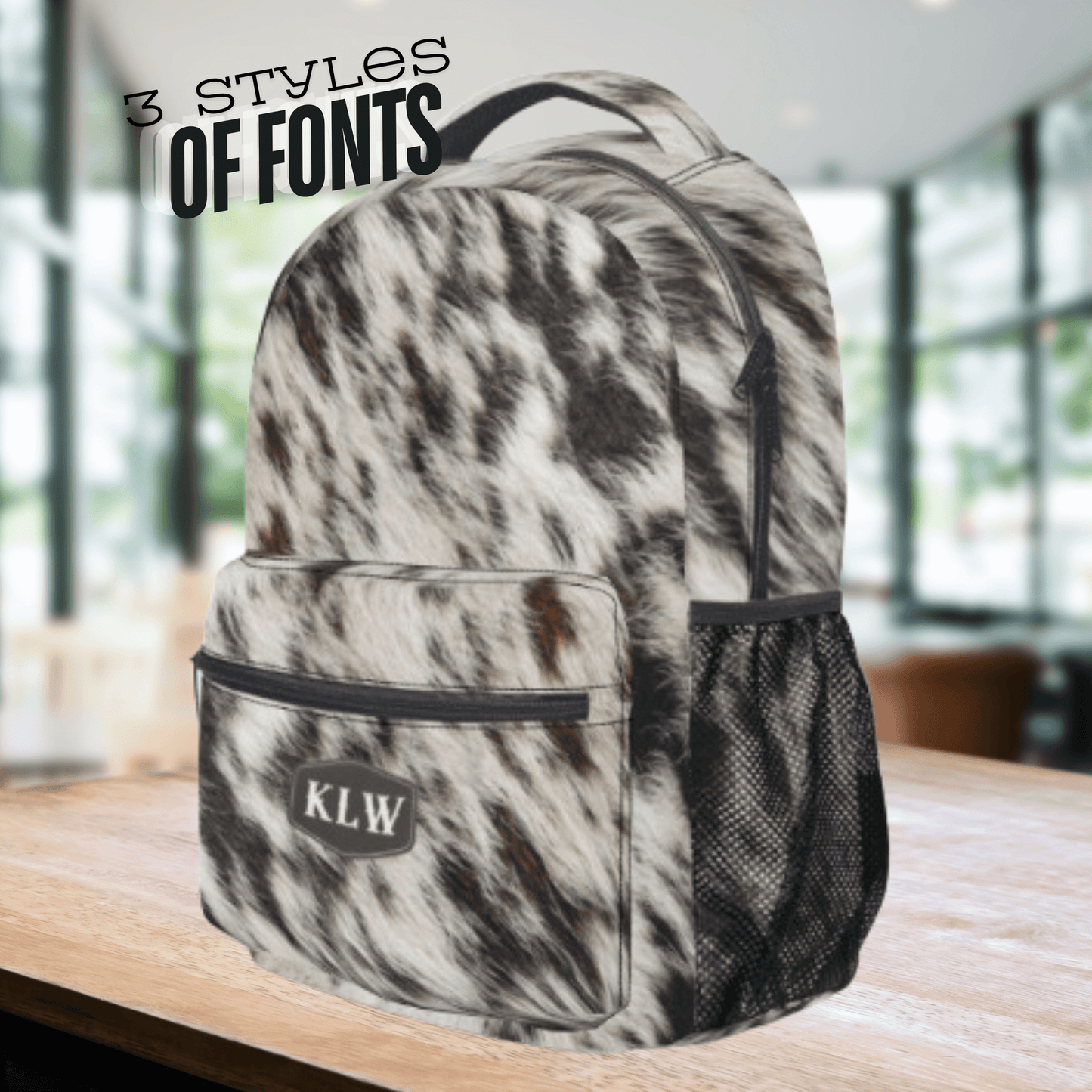 Cowhide Backpack Personalized School Bag Western Backpack