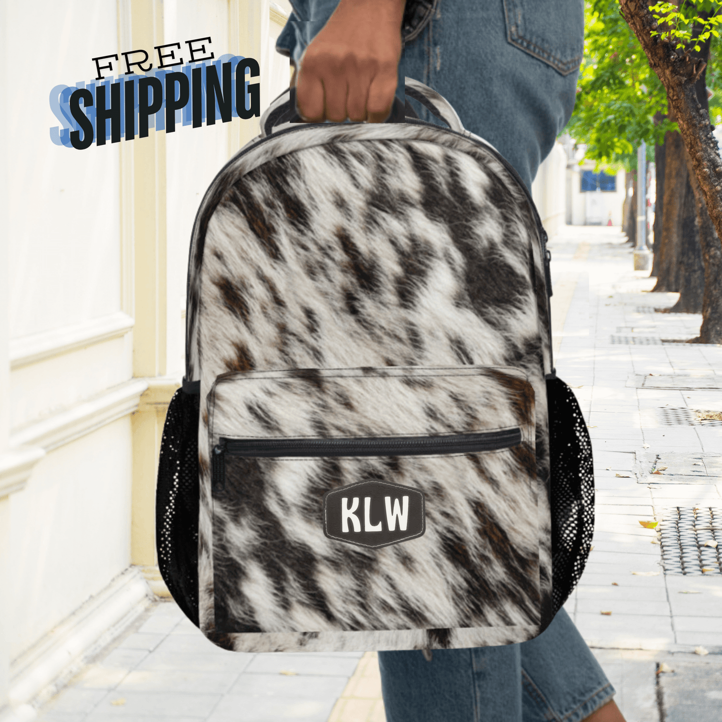 Cowhide Backpack Personalized School Bag Western Backpack