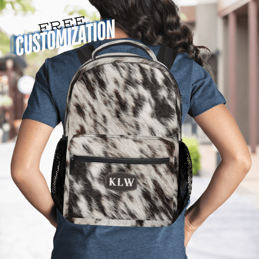 Cowhide Backpack Personalized School Bag Western Backpack